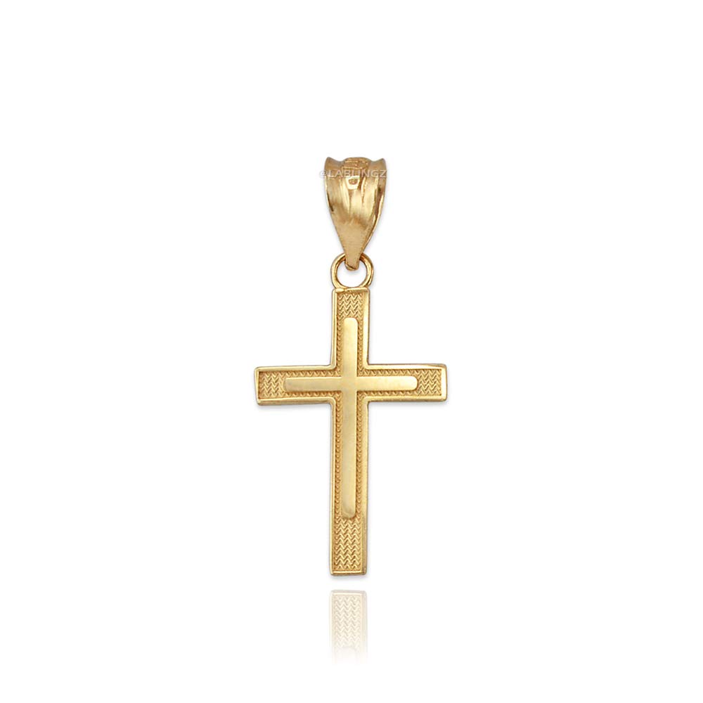 14K Yellow Gold Inner Cross Charm Necklace - Elegant Religious Jewelry for Women, Perfect for Gifts, Baptism, Confirmation & Everyday Wear