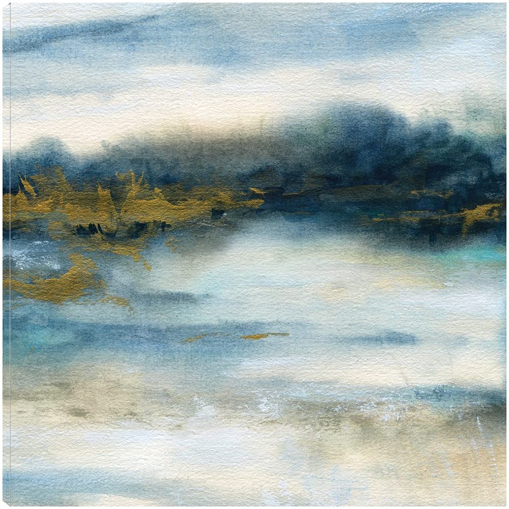 Golden Marshlands Fine Art Canvas Wall Decor by Carol Robinson - 22x22 Inch Ready to Hang Painting for Living Room, Bedroom, Office & More - Perfect for Home, Office & Commercial Spaces