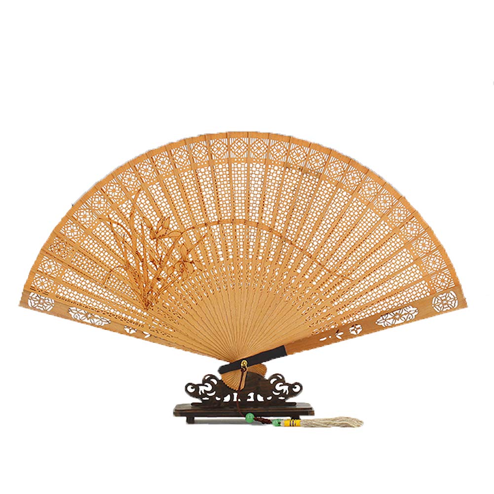 Classical Sandalwood Hollow Folding Fan - Chinese Style Retro Handcrafted Wooden Fan for Home Decor, Wedding, Photo Props & Cultural Events