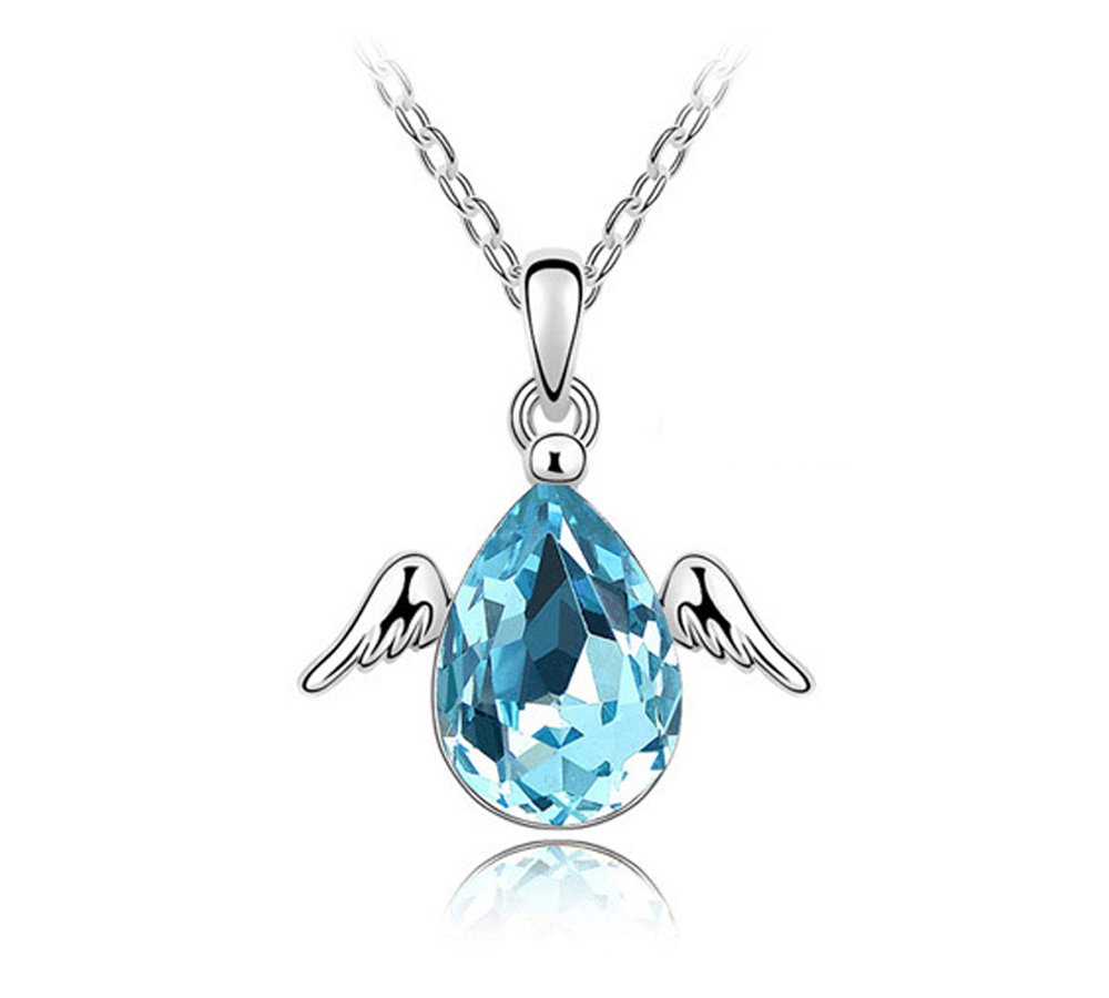 Angel Wings Egg Crystal Charm Pendant Necklace - Elegant Silver Jewelry for Women, Gift for Girlfriend, Birthday, Christmas | Perfect for Parties, Weddings, Date Nights
