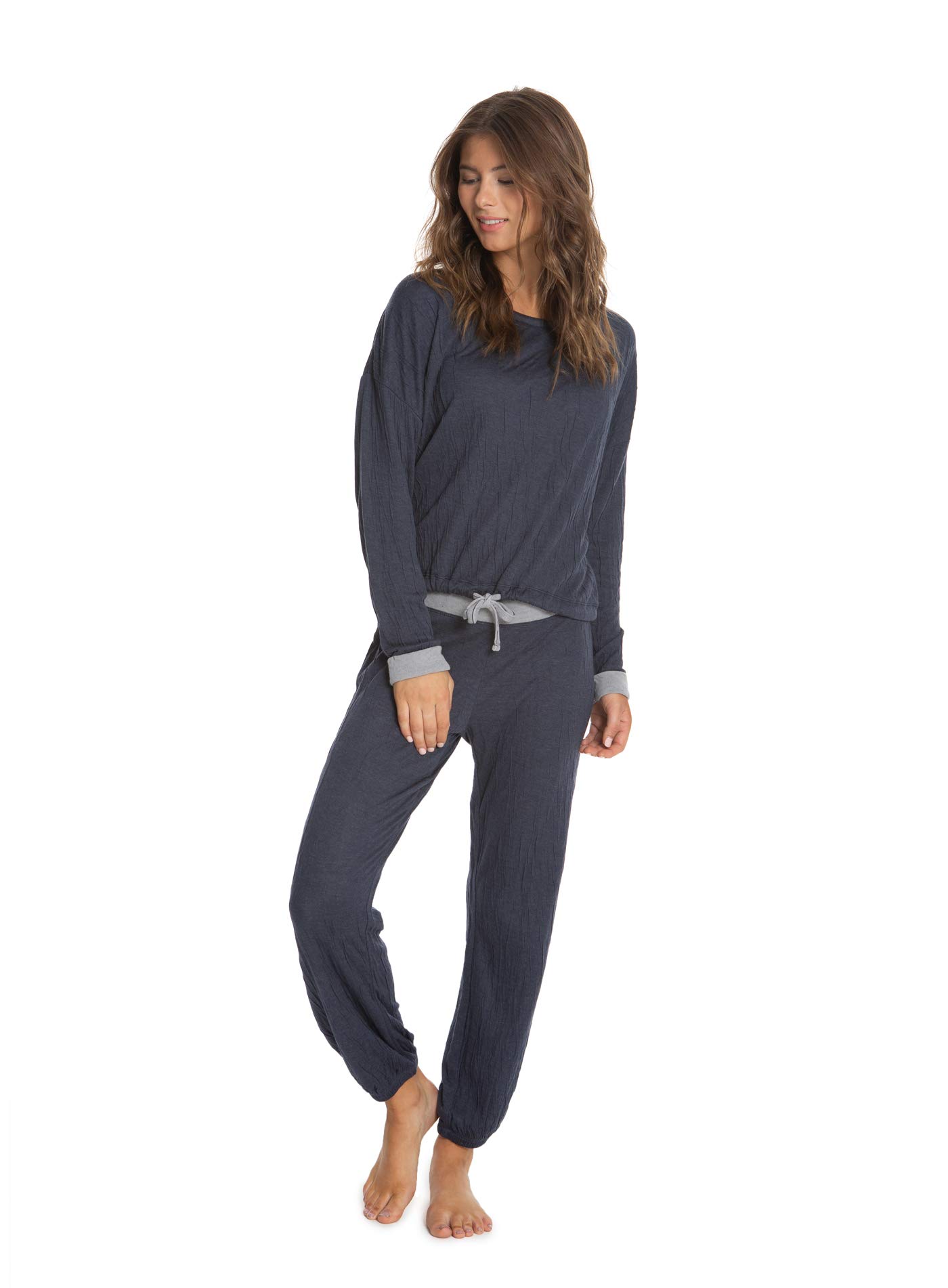 Barefoot Dreams Malibu Collection Women’s Crinkle Jersey Lounge Set - Soft Loungewear & Pajama Set for Relaxation at Home, Spa Days & Cozy Evenings