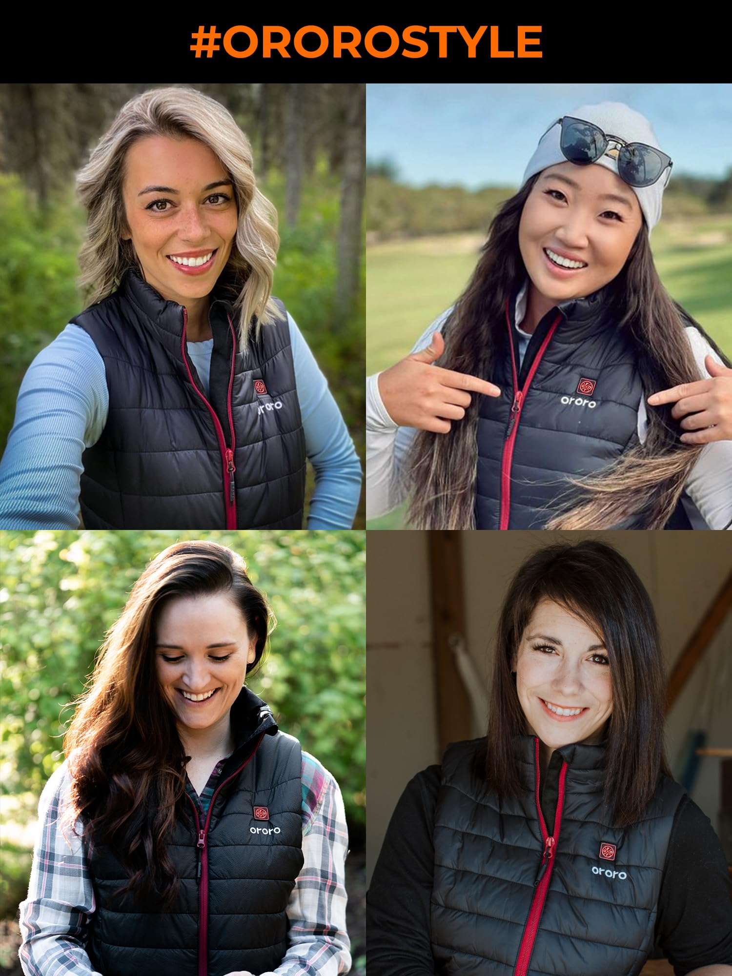 ORORO Women's Lightweight Heated Vest with Rechargeable Battery Pack - Winter Warm Electric Jacket for Outdoor Activities, Hiking & Cold Weather - Black (Charger Not Included)