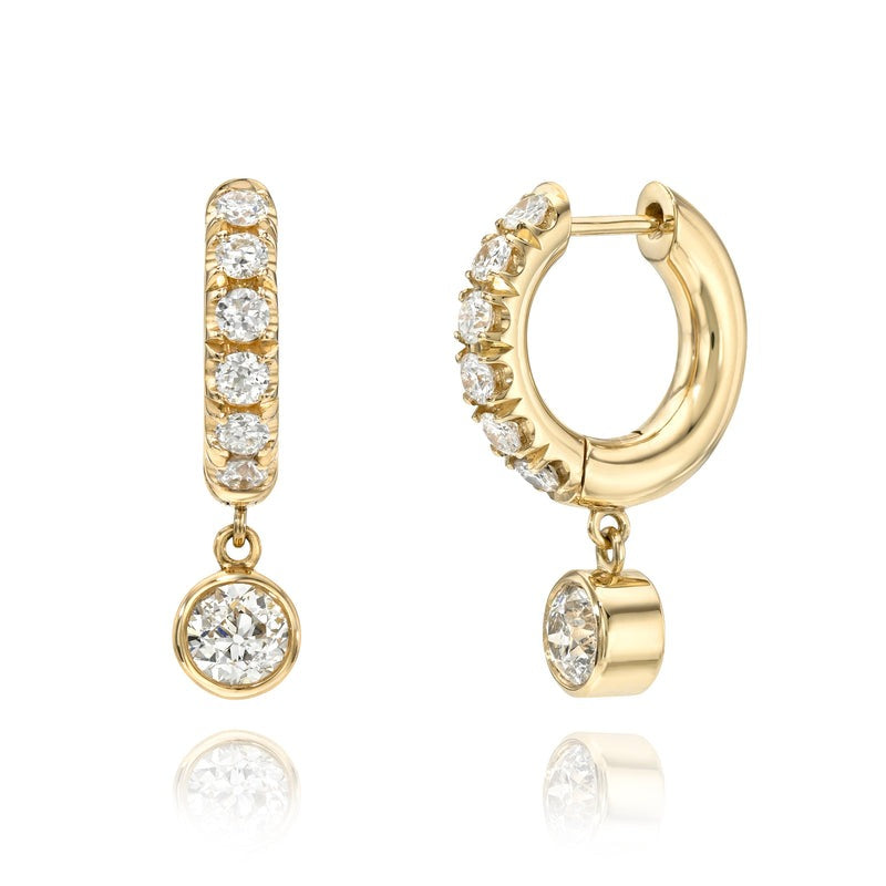 Single Stone Leda Drop Huggie Earrings - Elegant Gold Hoop Earrings for Women | Perfect for Date Night, Wedding & Everyday Wear