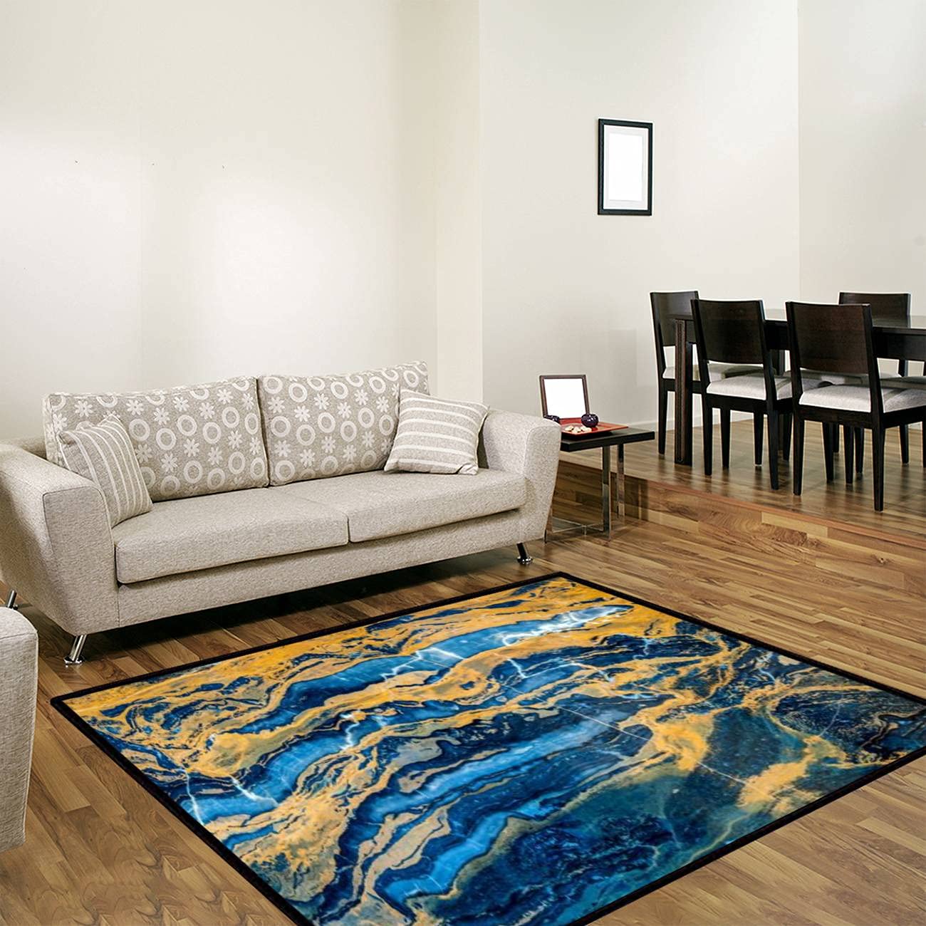 Premium Onyx Marble Blue Orange Yellow Red Green Brown Area Rug - Soft Non-Slip Indoor Outdoor Carpet for Living Room, Bedroom, Kids Room - Modern Home Decor, Yoga Mat, Runner, Doormat - Perfect for Cozy Home, Play Areas & Entryways