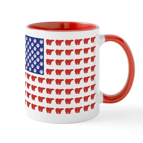 White/Red Inside - Polar Bear Patriotic Flag Print Mug