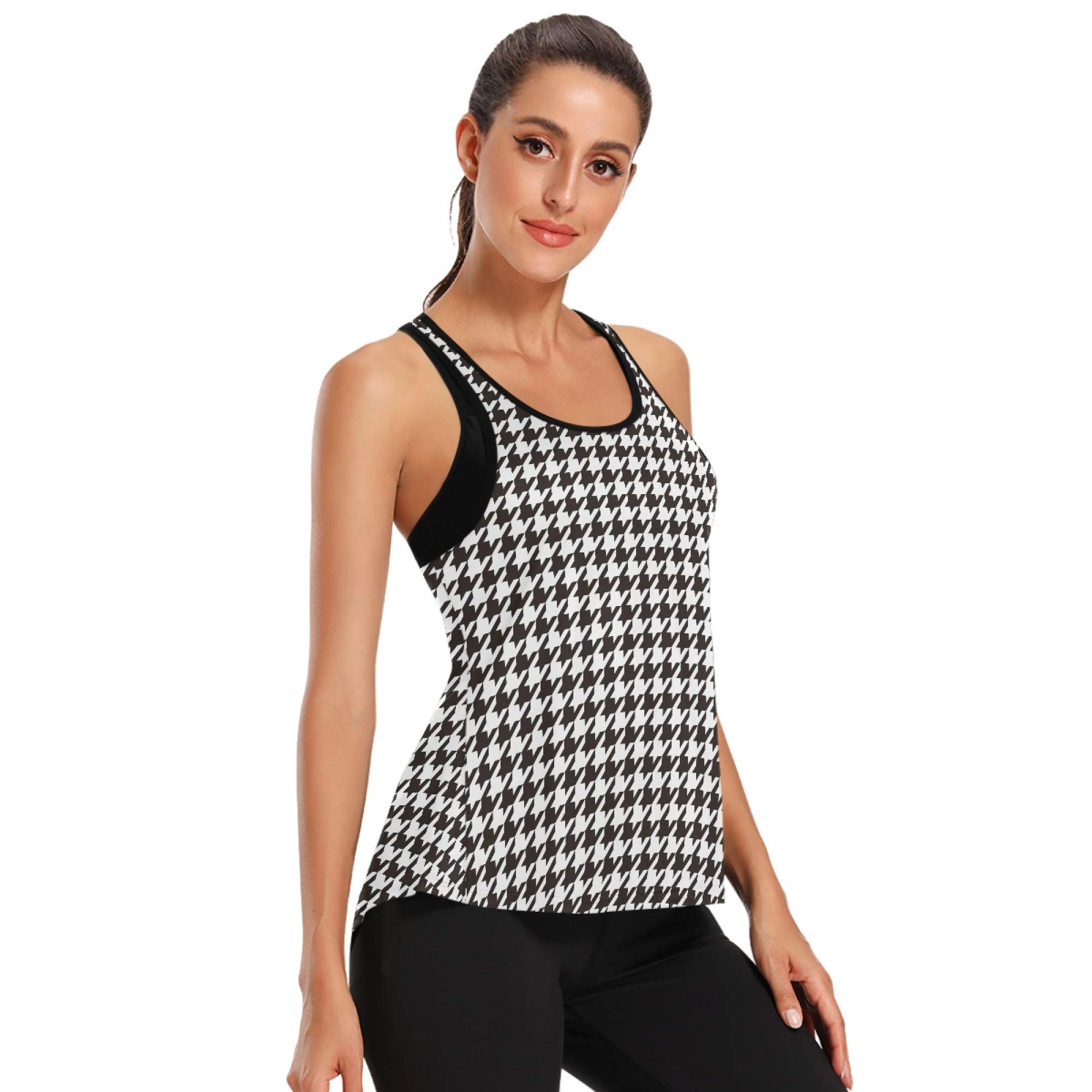 Women's Open Back Dinosaur Print Gym Tank Top - Blue Yoga Workout Shirt with Tie Back Design | Perfect for Yoga, Gym & Summer Workouts