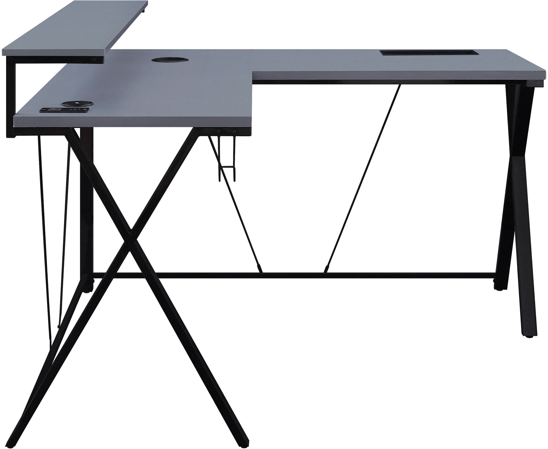 Office Star Checkpoint L-Shaped Gaming Desk [CKP5454GLD] - Ergonomic Computer Desk for Home & Office Gaming Setup, Study Workstation with Ample Space for Monitors & Accessories