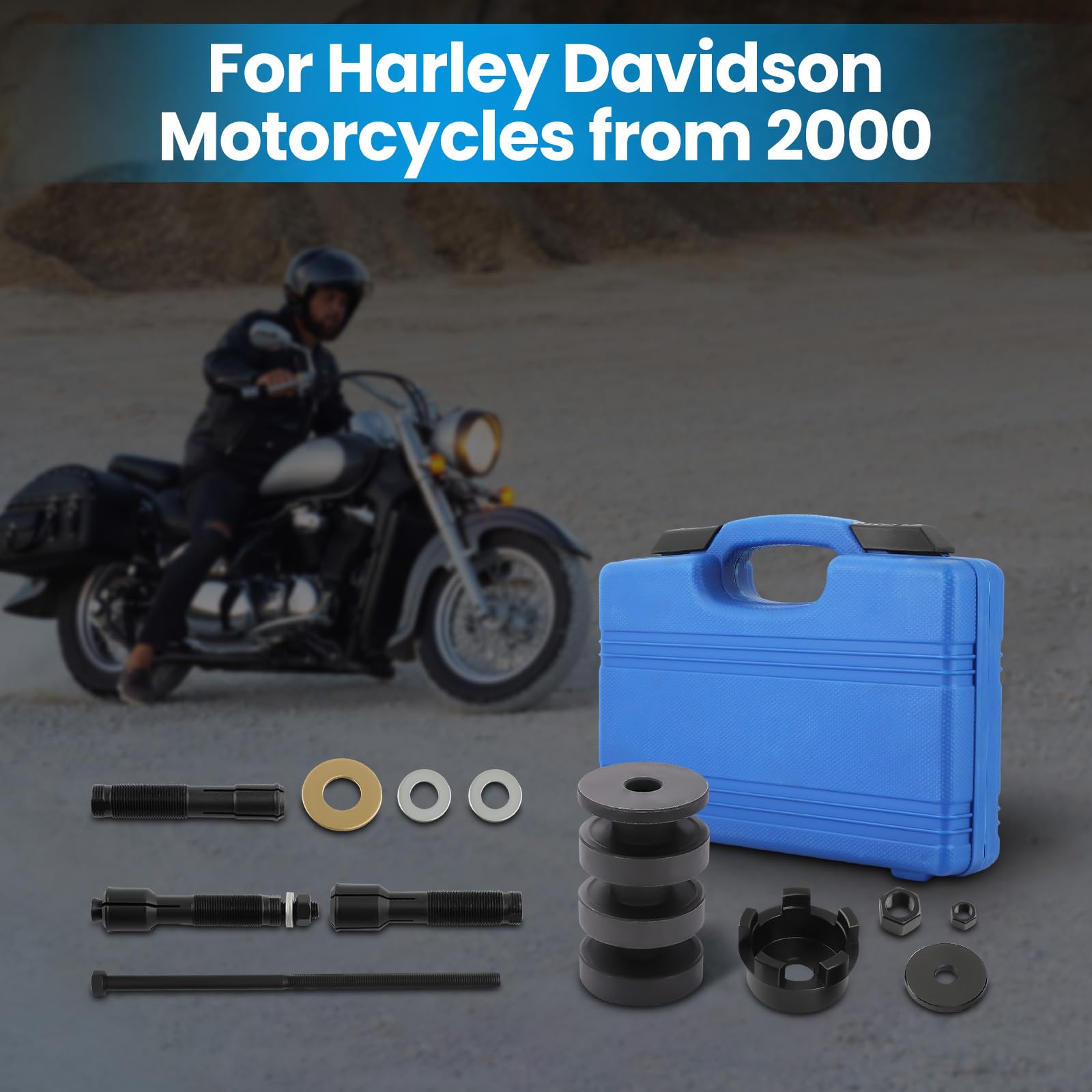 maXpeedingrods 18-Piece Motorcycle Wheel Bearing Puller Tool Kit for Harley Davidson 2000+ & VT102 - Fits 0.75