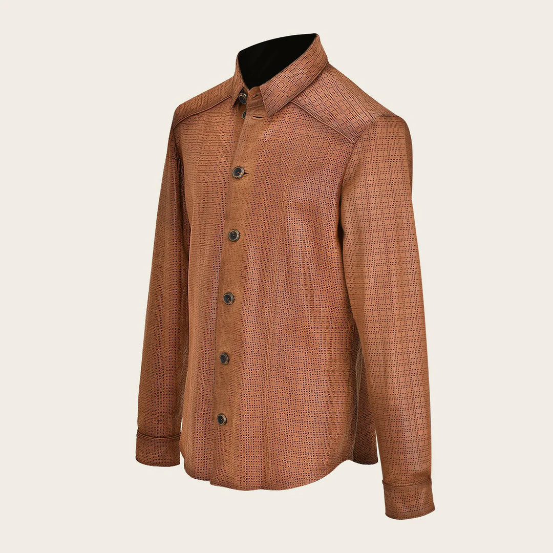 Men's Brown Casual Lambskin Blouson Shirt - Stylish Cuadra Fashion Jacket for Everyday Wear | Perfect for Office, Outings & Date Nights