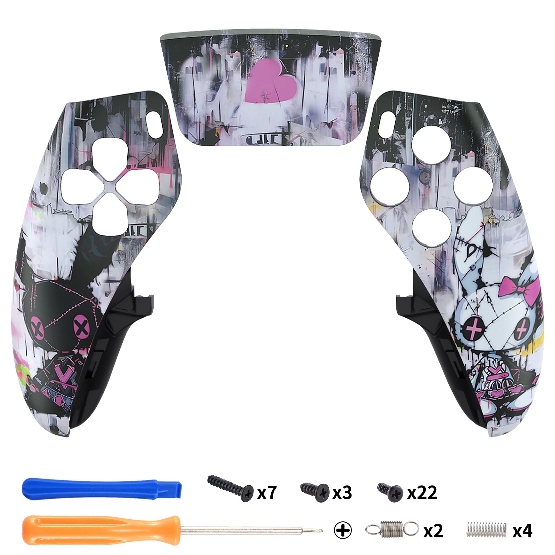 eXtremeRate Lovely Punky Bunny Left Right Front Housing Shell & Touchpad Cover for PS5 Edge Controller - DIY Replacement Faceplate & Custom Touch Pad Cover | Gaming Accessories for Enhanced PS5 Edge Controller Experience