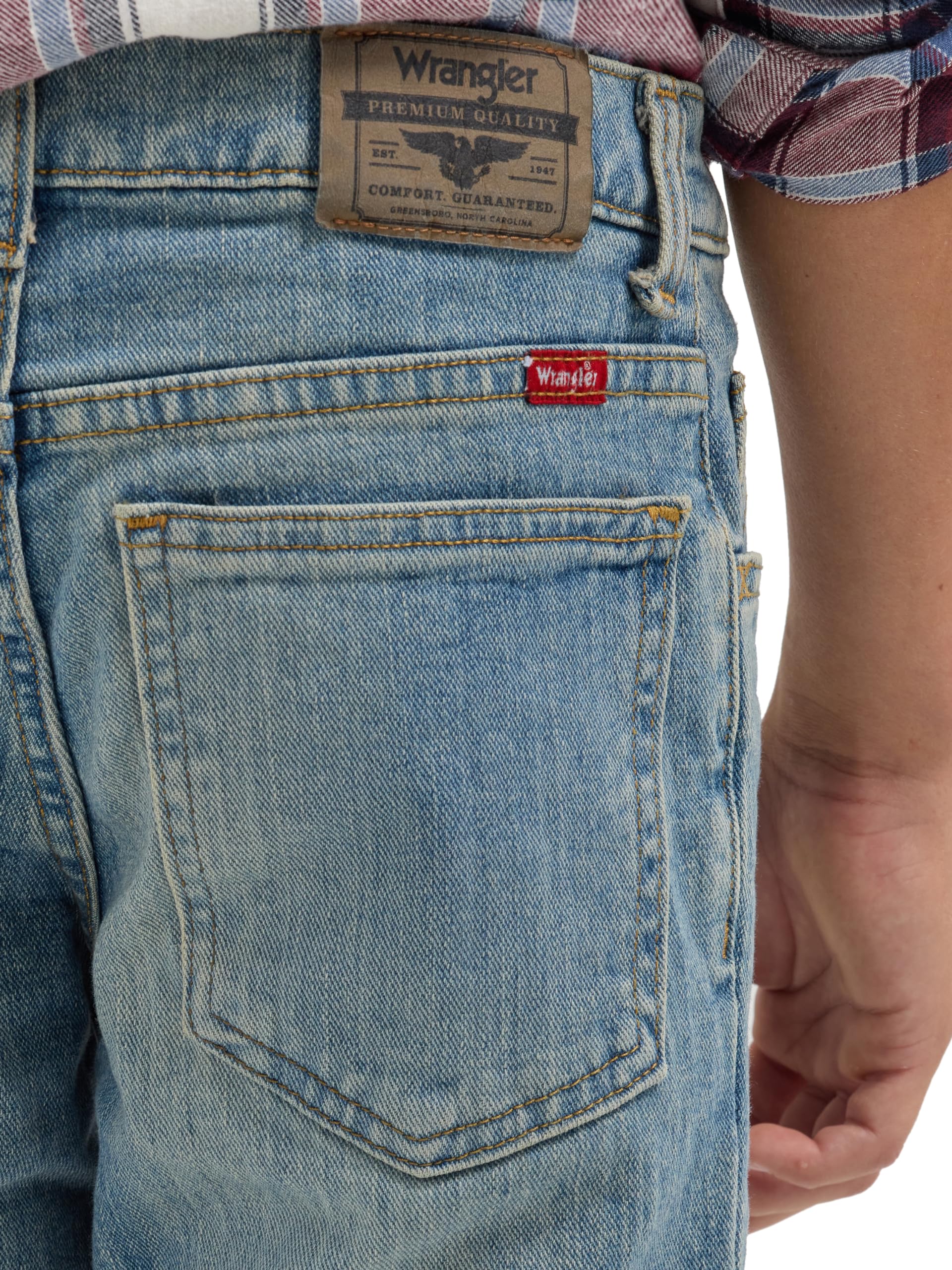 Wrangler Boys' Boot Cut Jeans - Waldon Style Stonewash Indigo Denim Pants for Kids | School, Play & Everyday Wear