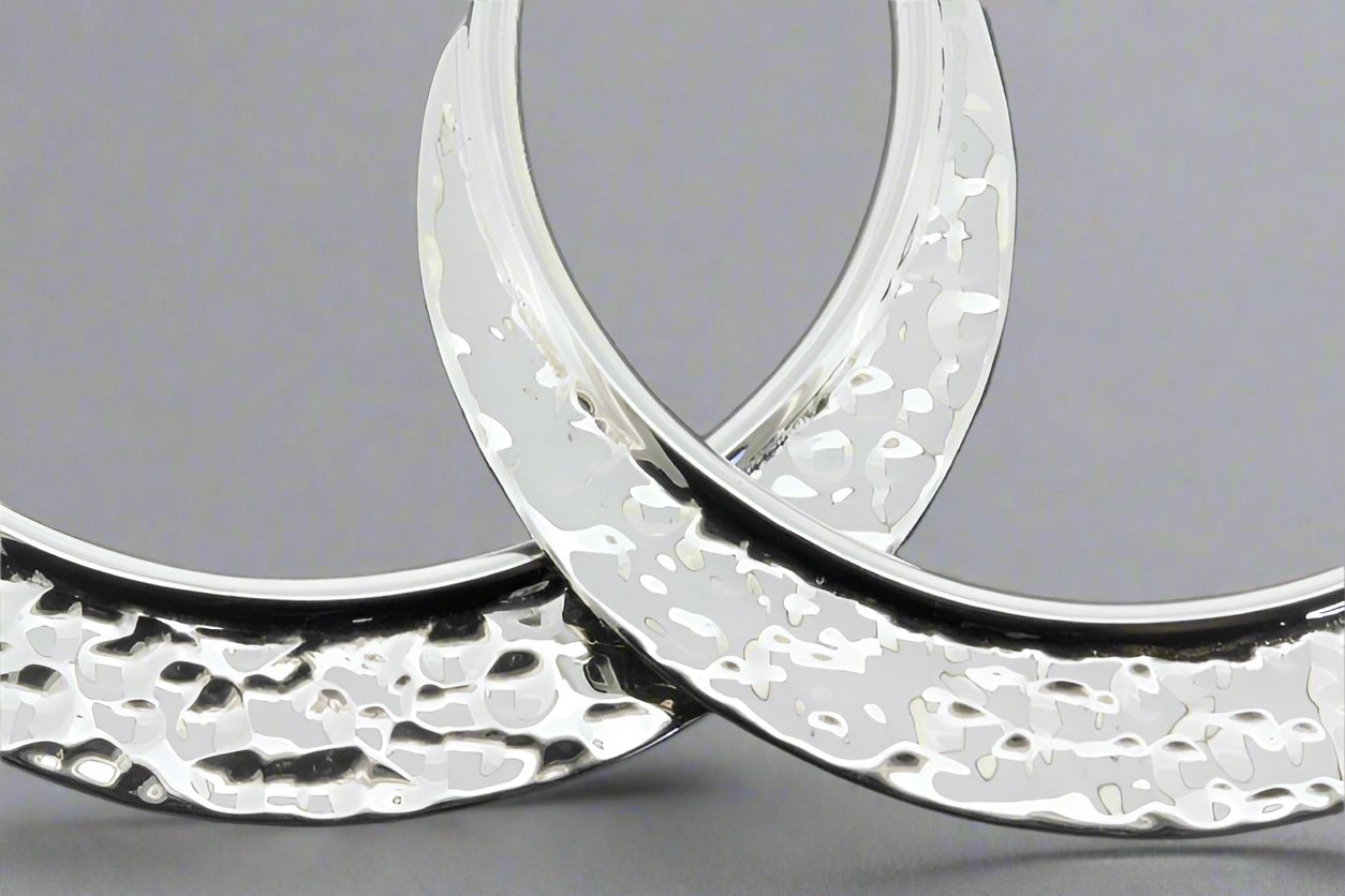 Large Hoop Hammered Sterling Silver Earrings for Women - Elegant Dangle Earrings for Everyday Wear & Special Occasions