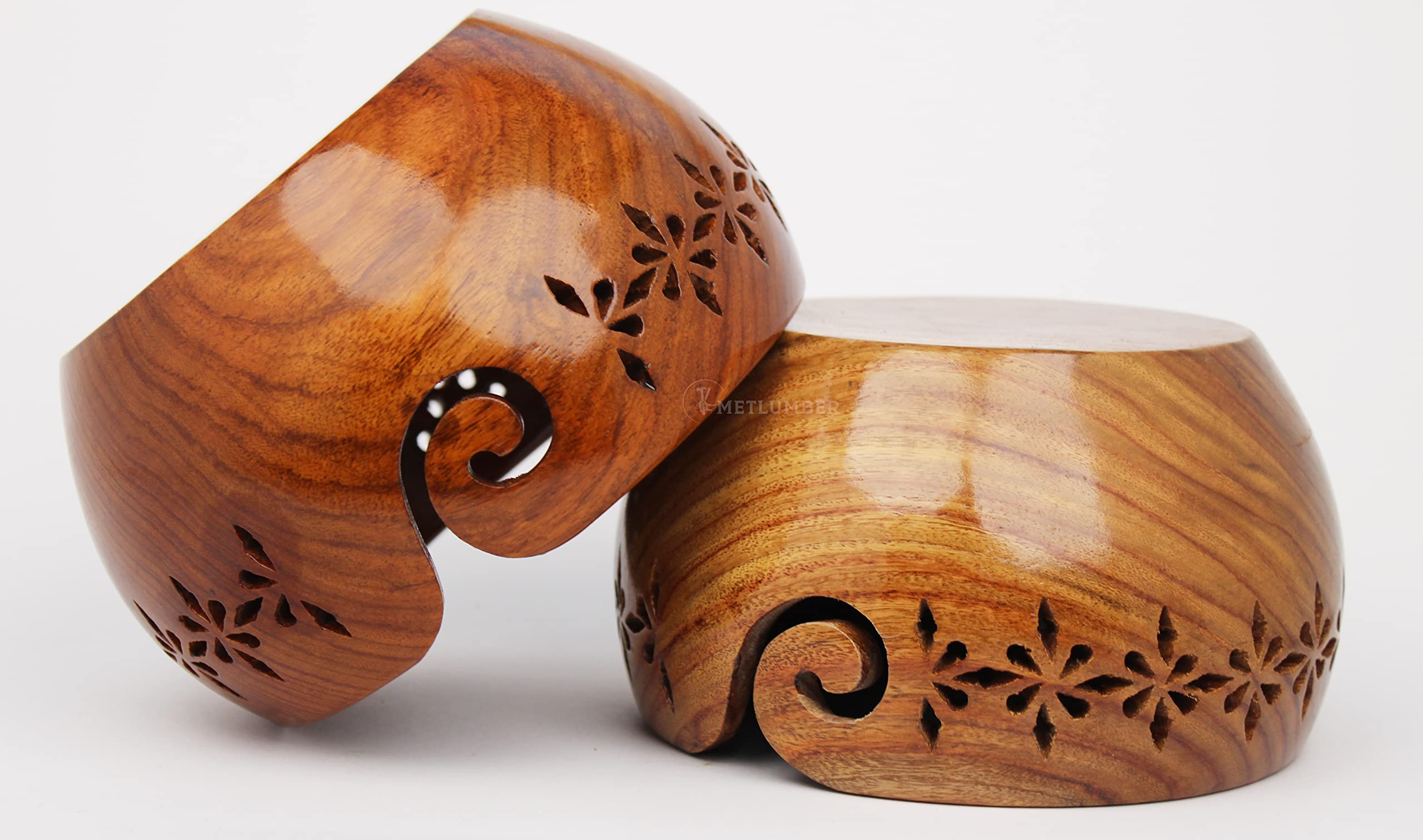 Handcrafted Rosewood Yarn Bowl for Knitting & Crocheting - Premium Wooden Yarn Storage Holder with Smooth Edges for Smooth Yarn Feeding - Perfect for Knitting, Crochet, Weaving & Craft Projects at Home or On-The-Go