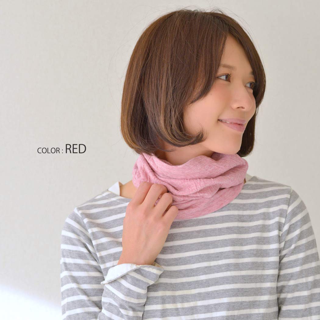 CHARM Neck Warmer & Headband for Women & Men - Warm Organic Cotton Beanie Made in Japan (Red) - Perfect for Winter Sports, Outdoor Activities & Cold Weather Protection