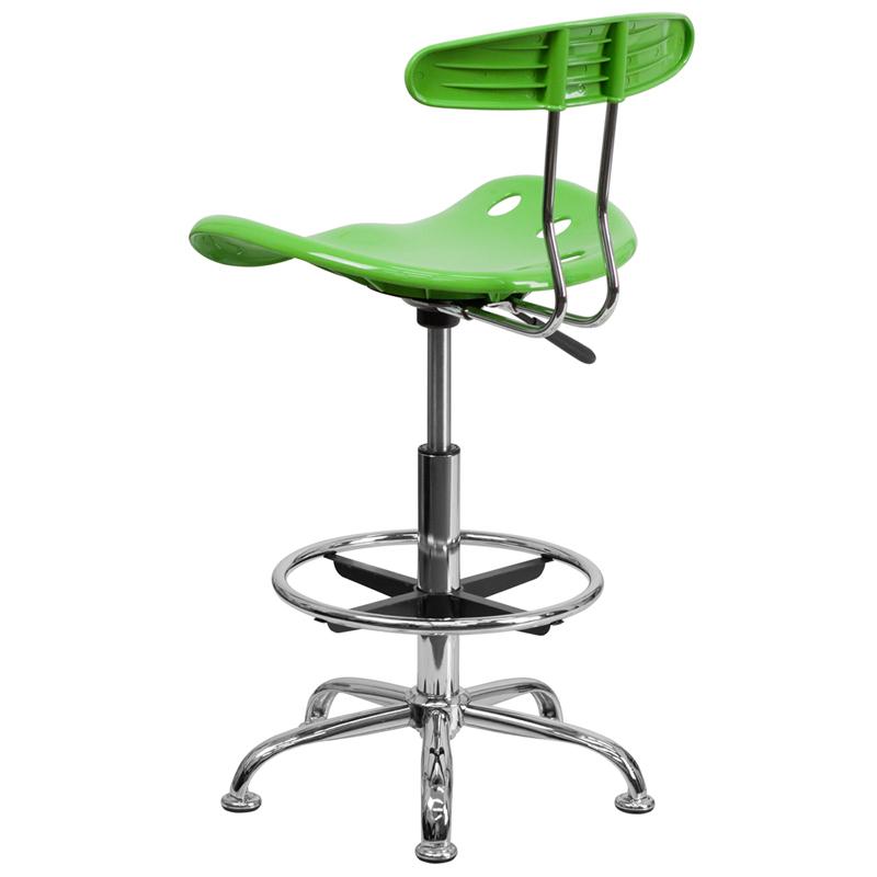 FLASH Bradley Vibrant Violet and Chrome Drafting Stool with Tractor Seat - Adjustable Height Bar Stool for Home Office, Art Studio & Industrial Workspaces