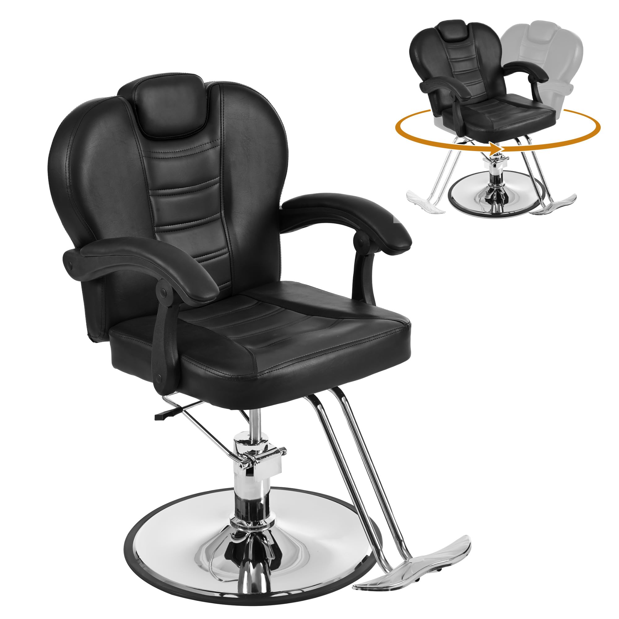 Premium Hydraulic Recliner Barber Chair for Hair Salon - 20% Wider Seat & Heavy Duty Hydraulic Pump - Professional Salon Equipment for Hair Styling, Barber Shops & Beauty Salons