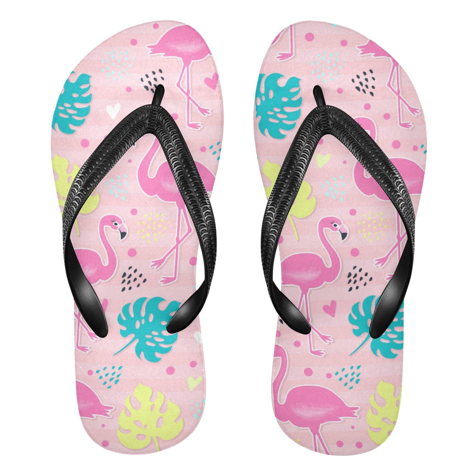 **Men's & Women's Kigai Sandal Flip Flops - Comfortable Beach Slippers, Shower Shoes with Tropical Flamingo Design - Perfect for Beach, Pool, and Vacation Outfits**