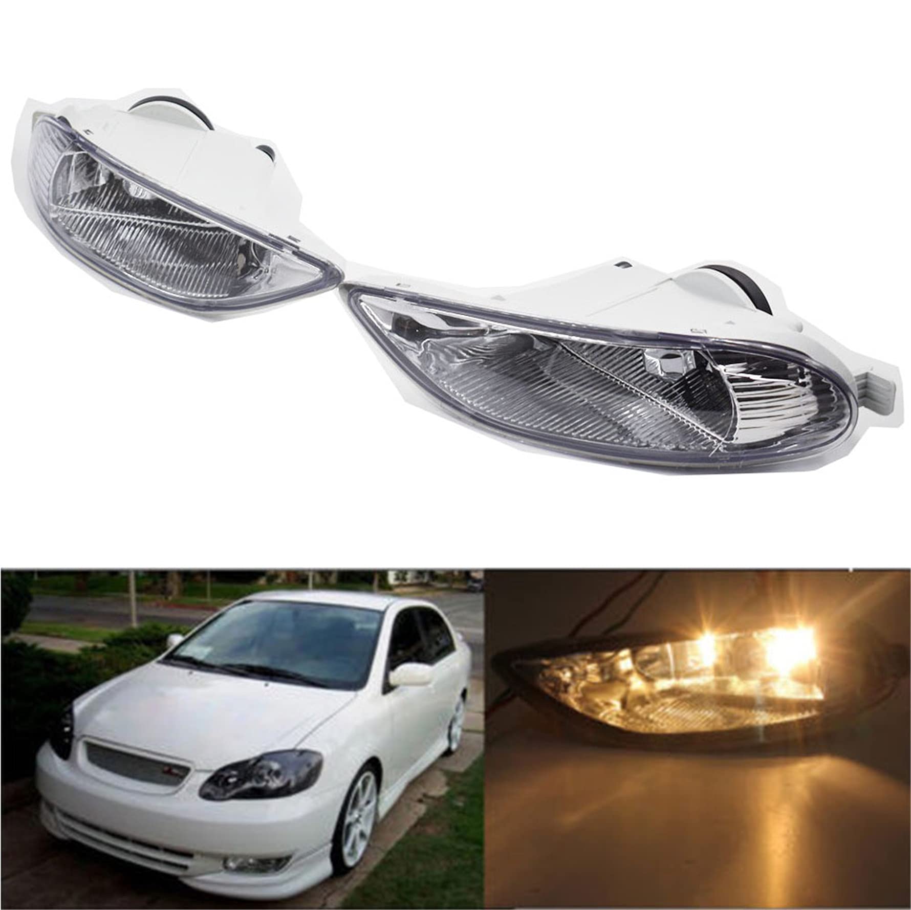 2002-2004 Toyota Camry Fog Lights Replacement - Clear Lens Bumper Driving Lights Pair (Left & Right) for Enhanced Night Visibility & Safety