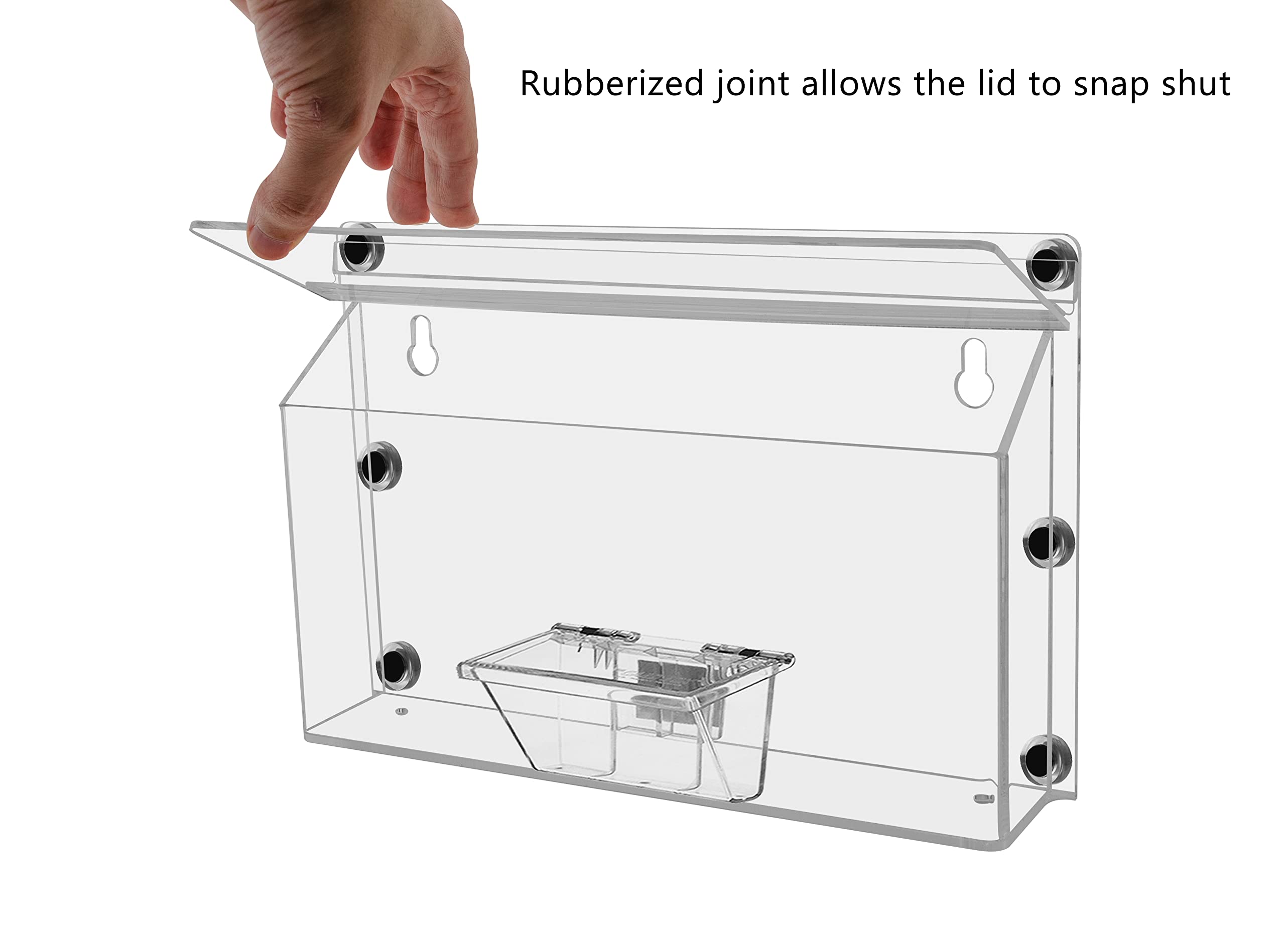 4 Pack Clear Acrylic Outdoor Brochure Holders with Metal Mount & Lid - Holds 11x4