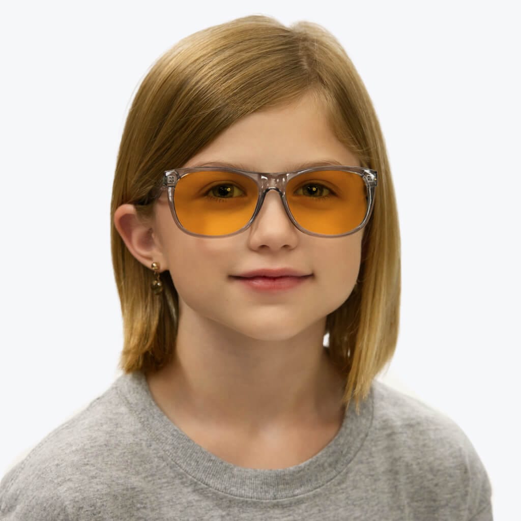 SunDown Kids Blue Light Blocking Glasses - Pearl Grey - Prescription Lenses for Eye Strain Relief - Perfect for Studying, Gaming & Screen Time