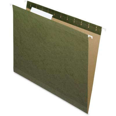 Pendaflex Reinforced Hanging File Folders - 1/3 Tab, Kraft, Letter Size, Standard Green (25/Box) - Includes Printer-Ready Inserts & Clear Tabs - Perfect for Office Organization, Filing Cabinets, and Document Storage