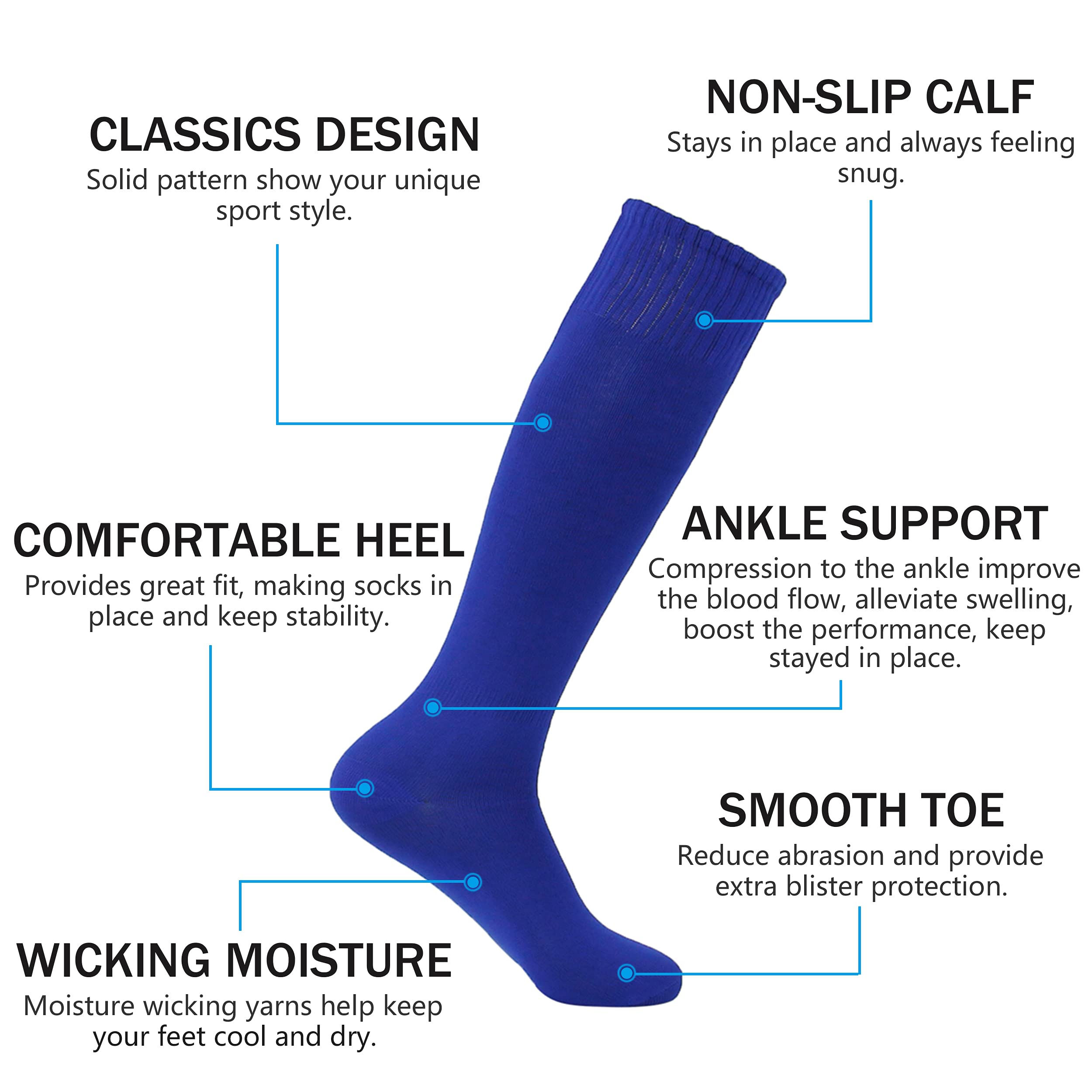 **Best Soccer Socks for Men & Women – Knee High, Lightweight, Breathable Team Sports Socks for Football, Softball, Baseball (2/6/12 Pairs) – Perfect for Training, Matches & Casual Wear**