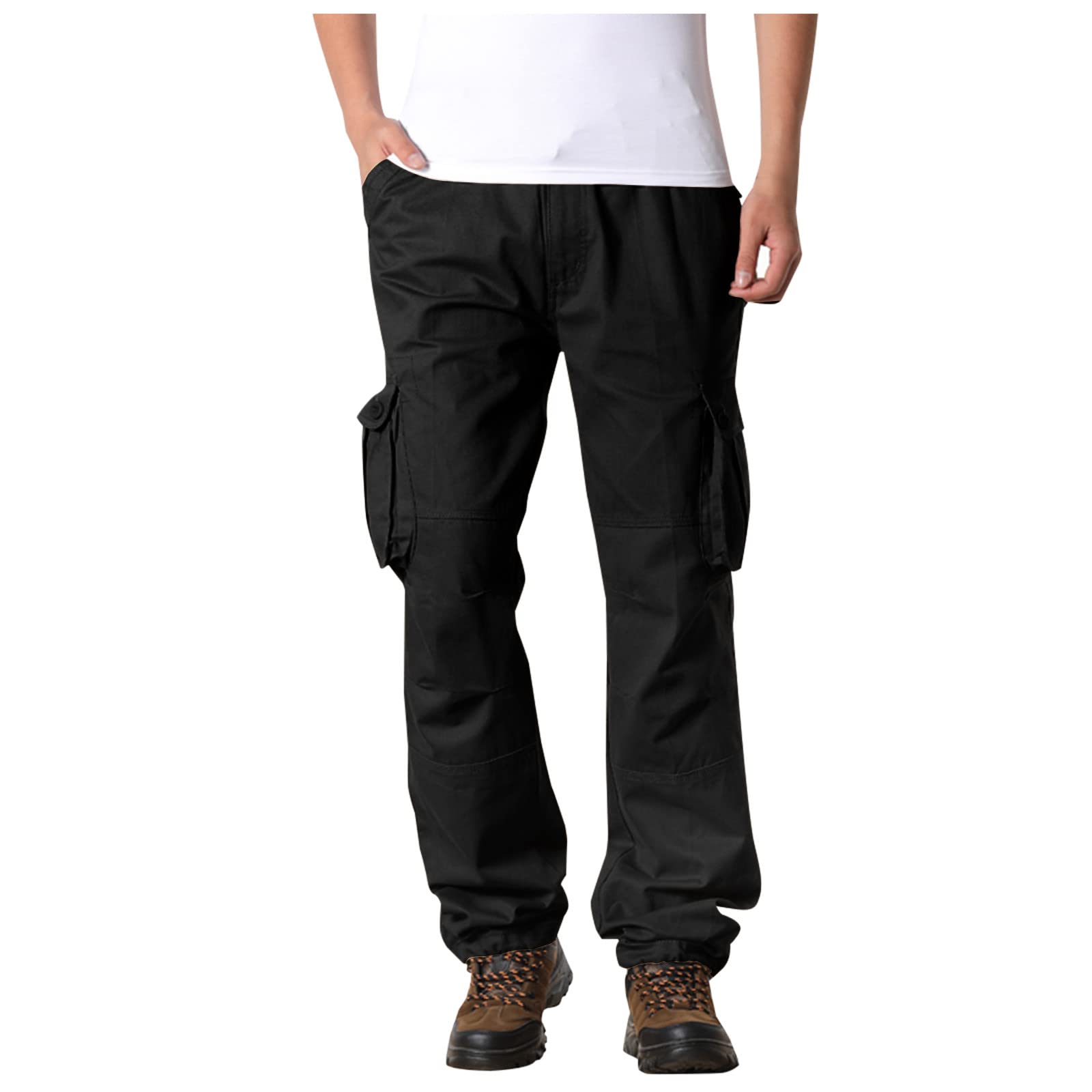 **Men's Durable Cotton Cargo Hiking Pants - Outdoor Straight Leg Trousers for Fishing, Travel & Camping - Comfortable & Breathable for All-Day Adventures**