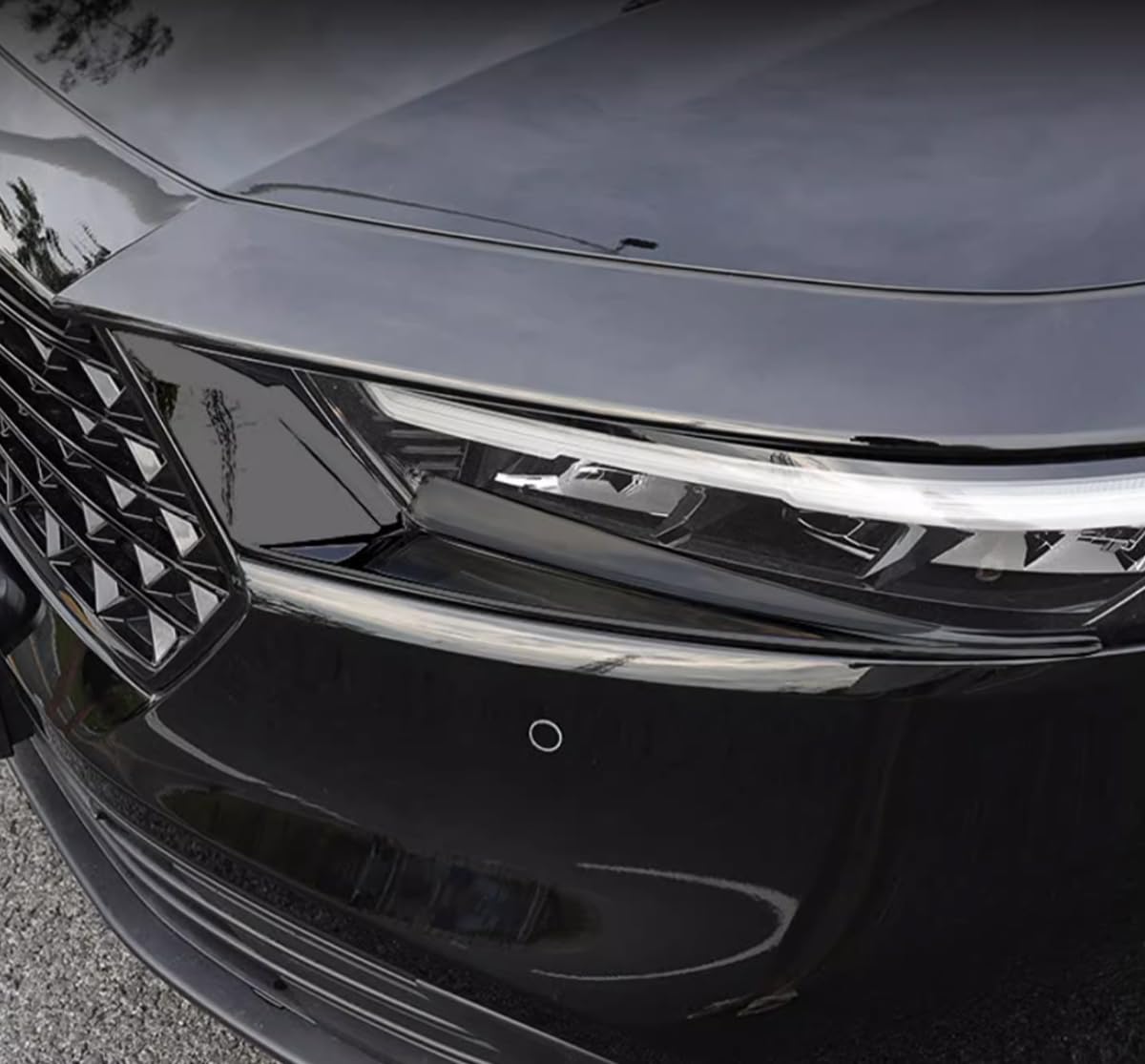 2023-2024 Honda Accord Front Headlight Eyelid Cover - Glossy Black ABS Protective Trim (2-Piece Set) | Car Accessories for Style & Protection | Perfect for Customization & Night Driving