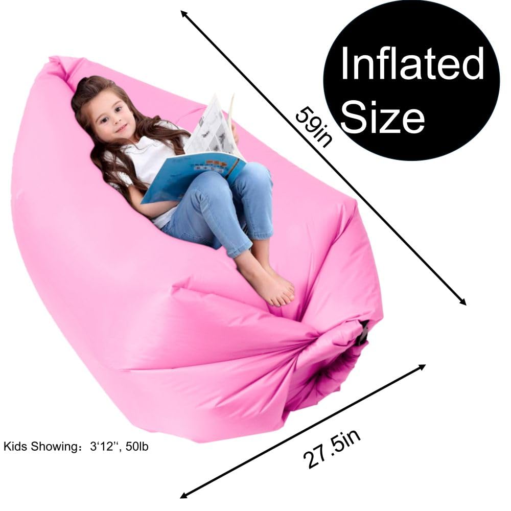 Kids Air Hammock Chillbean - Anti-Leak Inflatable Couch for Camping & Beach | Portable Air Sofa for Children & Teens | Perfect for Outdoor Relaxation, Backyard Lounging & Vacation Comfort