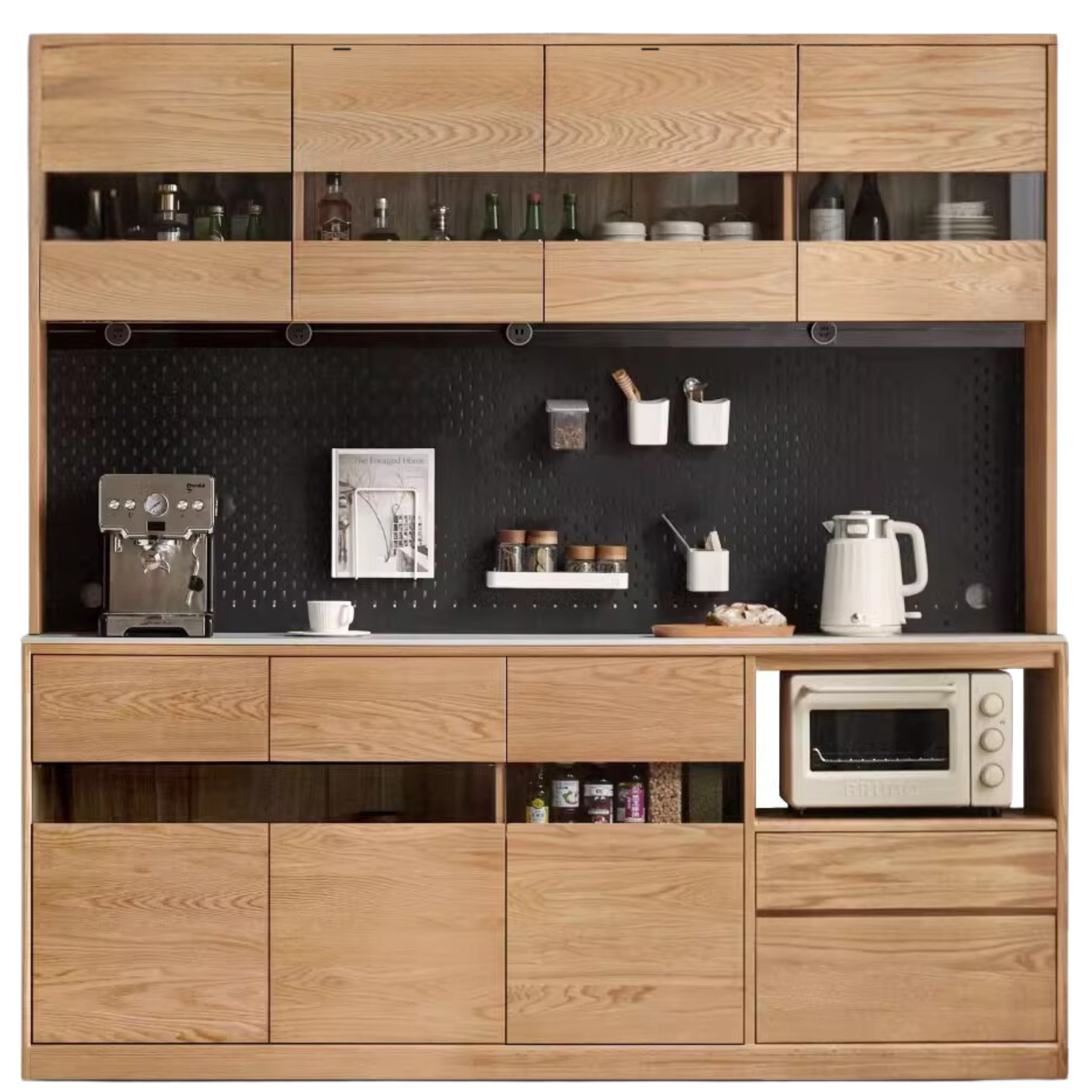 Modern Oak Solid Wood Sideboard Buffet Cabinet - Stylish Storage for Dining Room, Living Room & Entryway
