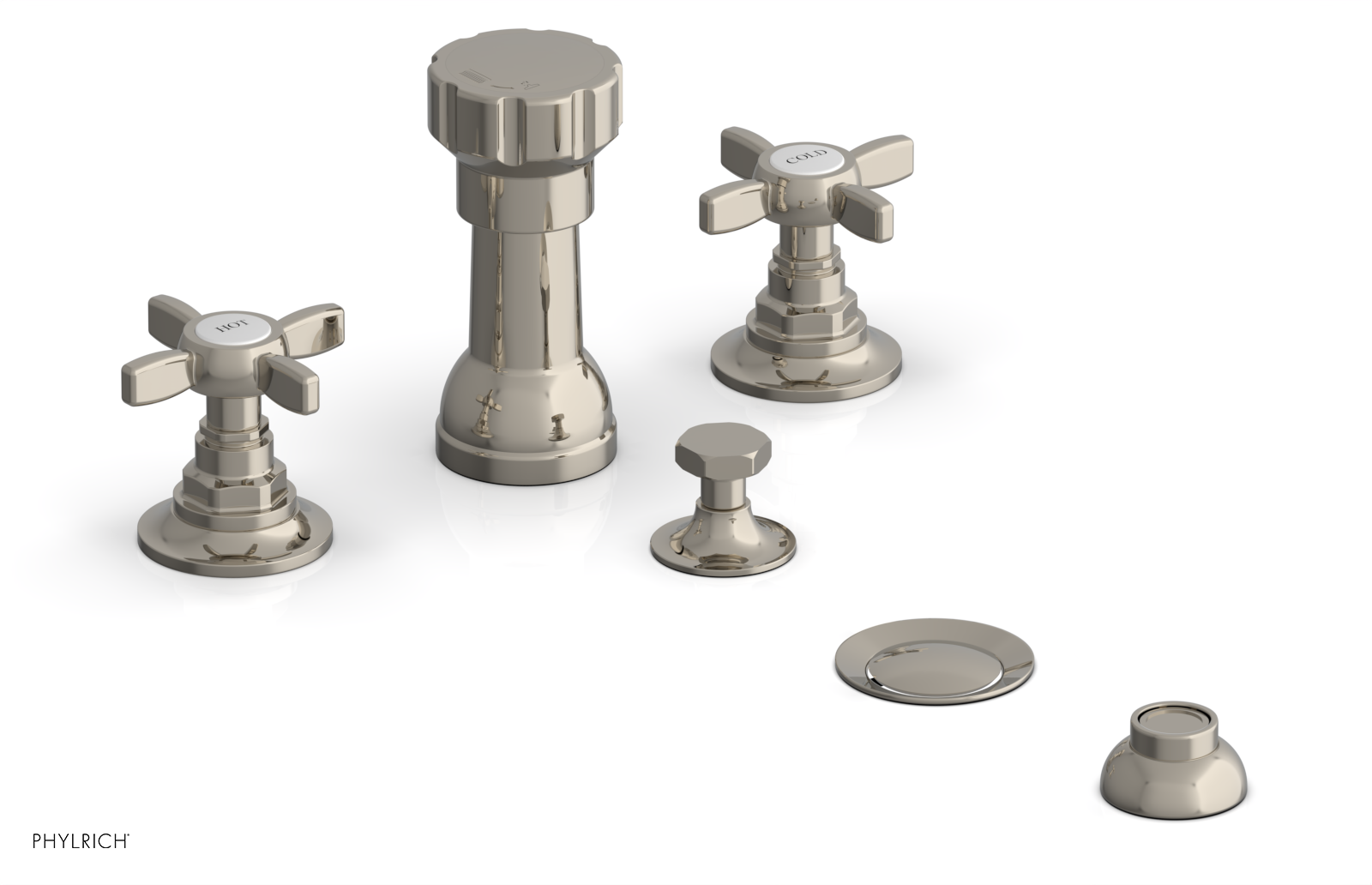 Jamestown 4-Hole Bidet Faucet Set with Cross Handles - 165 60 Series - Perfect for Modern Bathroom Renovations & Hygienic Cleaning