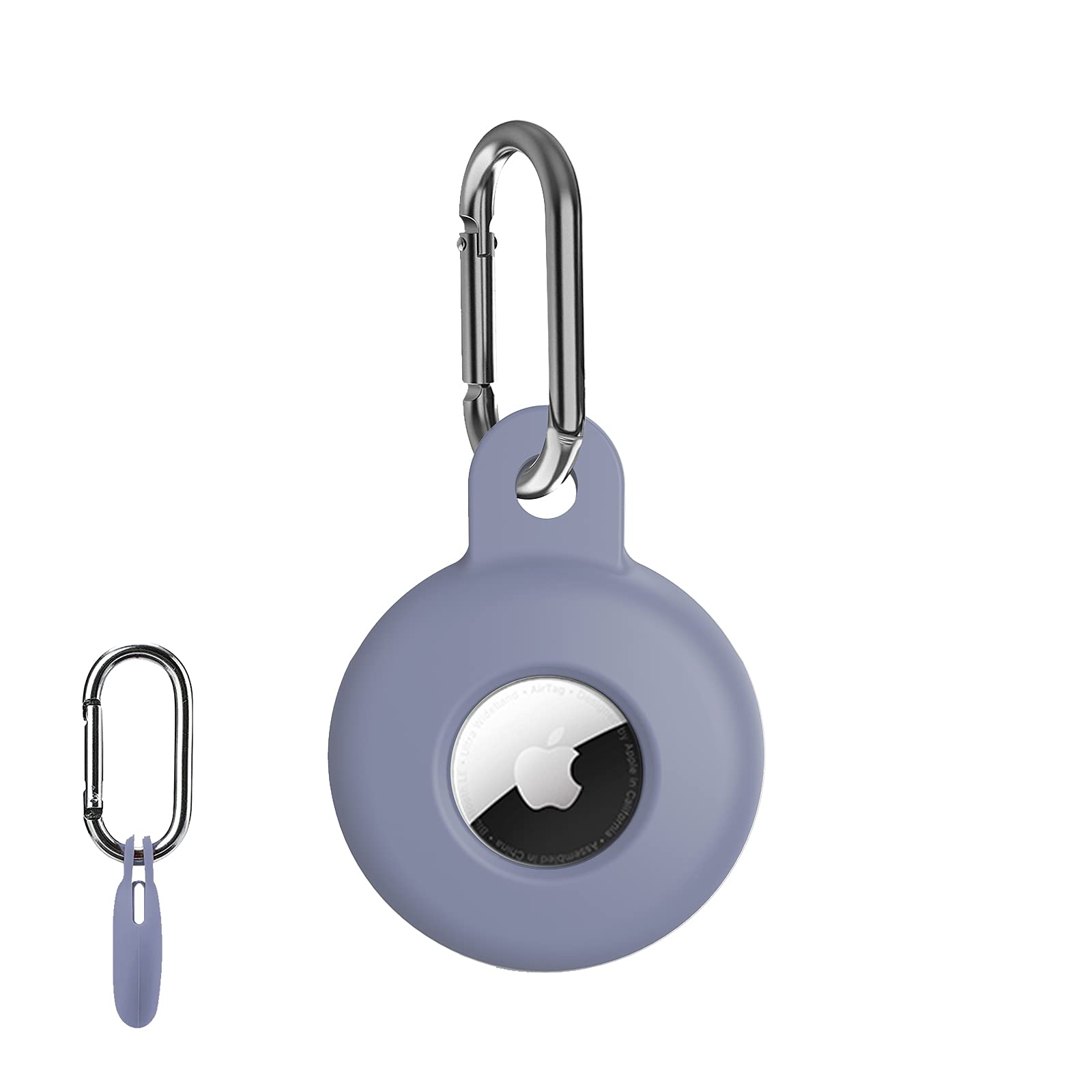 AirTag Silicone Keychain Holder - 1 Pack Waterproof Protective Case with Key Ring for Apple AirTag 2021, Secure Dog Collar Accessory & Screen Protector (Lavender) - Perfect for Pets, Keys & Luggage Tracking