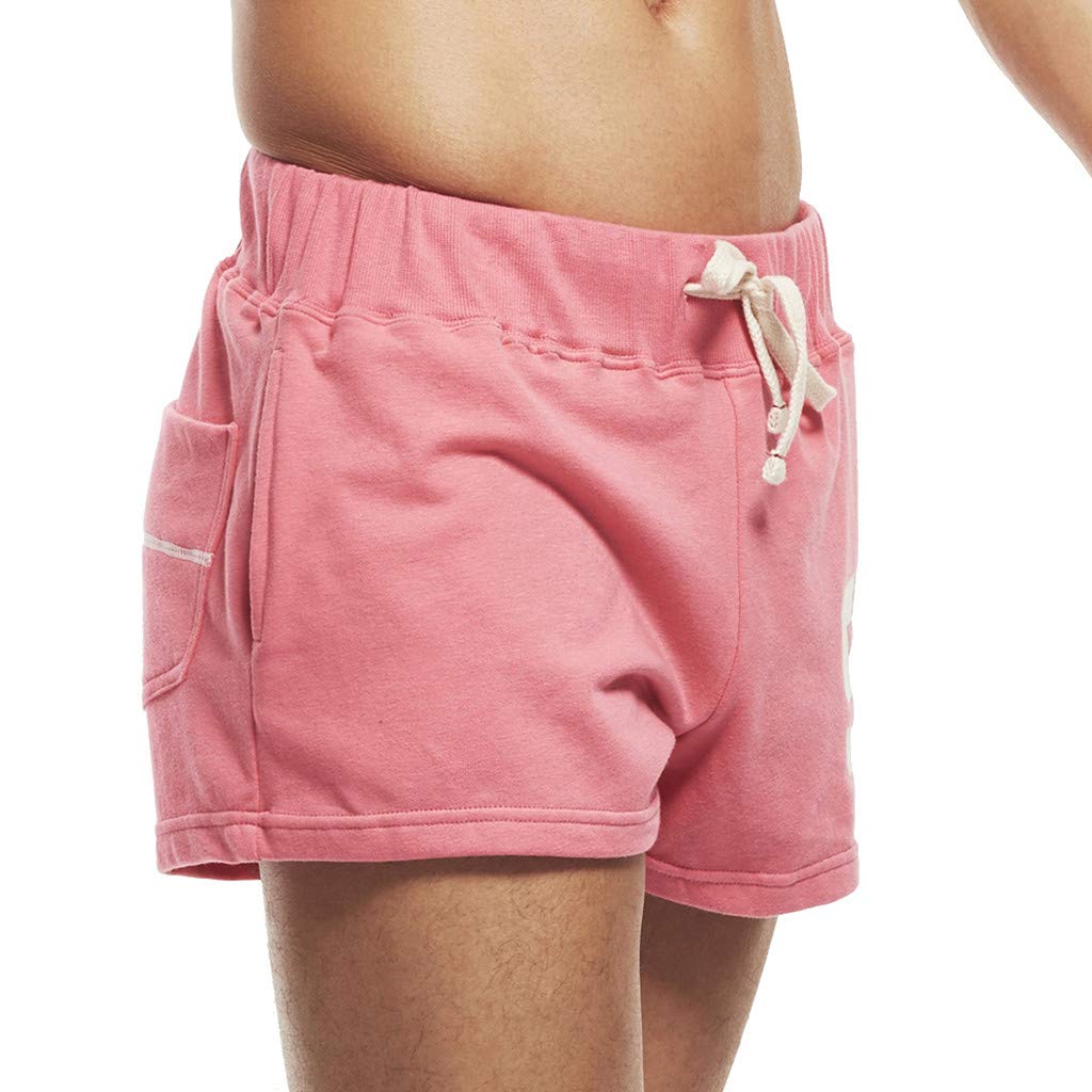 Men's Slim Fit Breathable Running Shorts with Drawstring & Logo Patch - Stretch Jogging Bottoms for Fitness, Training & Leisure - Pink, Size S | Perfect for Gym Workouts, Outdoor Sports & Casual Wear