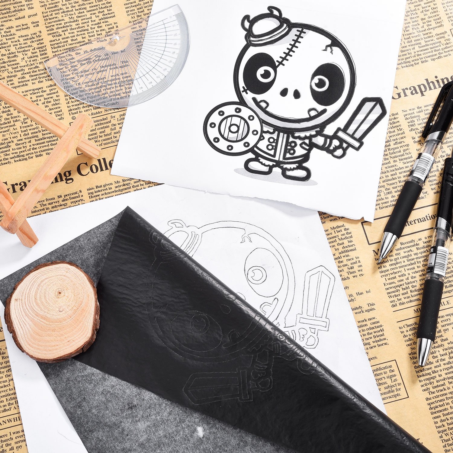 Hotop 100 Sheets Black Carbon Transfer Paper - 8.5 x 11 Inch Tracing Paper for Wood, Paper, Canvas, Fabric - Perfect for DIY Crafts, Tattoo Stencils, and Art Projects