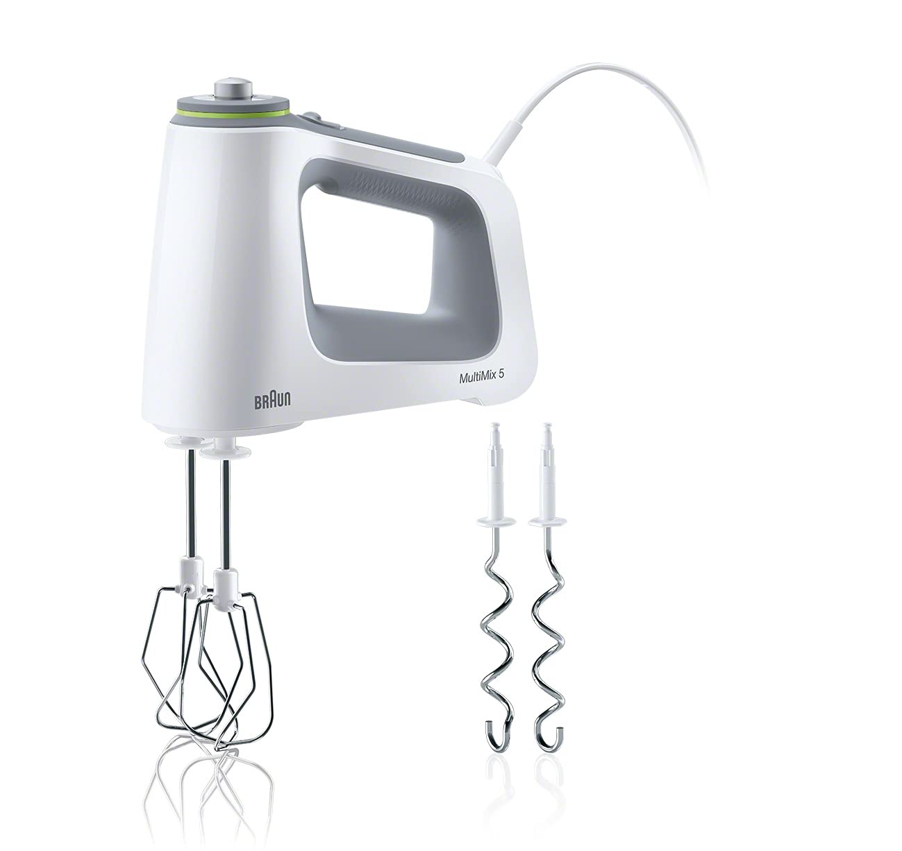 Braun HM5100WH 5-Speed Hand Mixer with Stainless Steel Blades - Powerful 250W Electric Handheld Mixer for Baking, Whipping, Beating - Perfect for Cakes, Cookies, Dough & More (White)