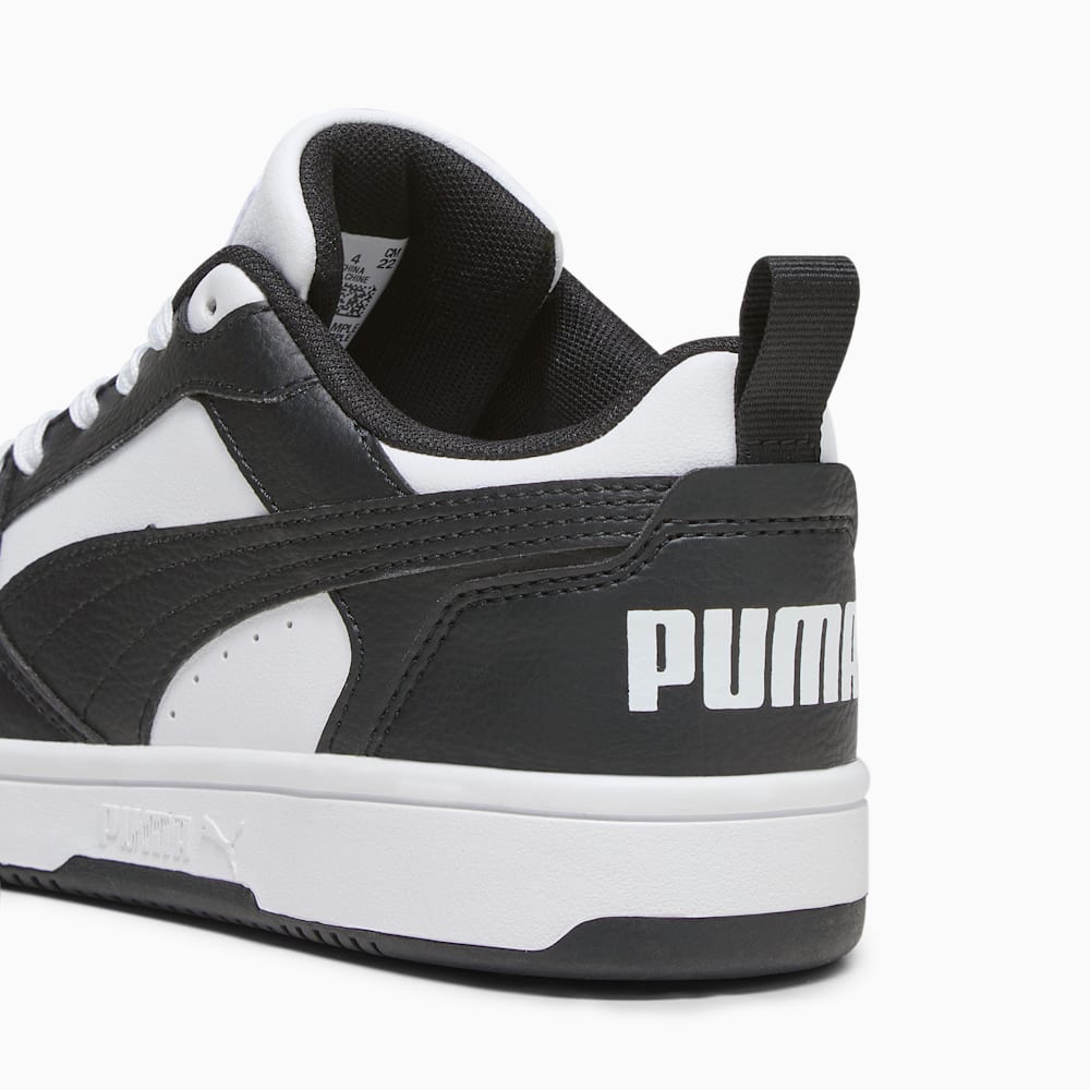 PUMA Kids' Rebound V6 Basketball Shoes - White/Black | High-Performance Sneakers for Boys & Girls | Perfect for Court Play, Training & Casual Wear