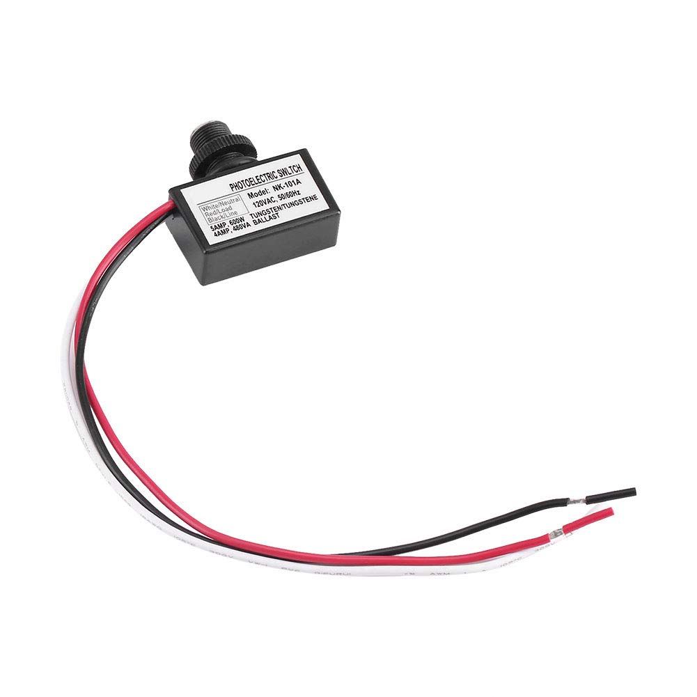 120V Automatic Light Control Switch with Photoelectric Sensor - Indoor/Outdoor Light Sensor Switch for Lamps, Bulbs & Fixtures - Perfect for Porch, Garage, Garden & Security Lighting