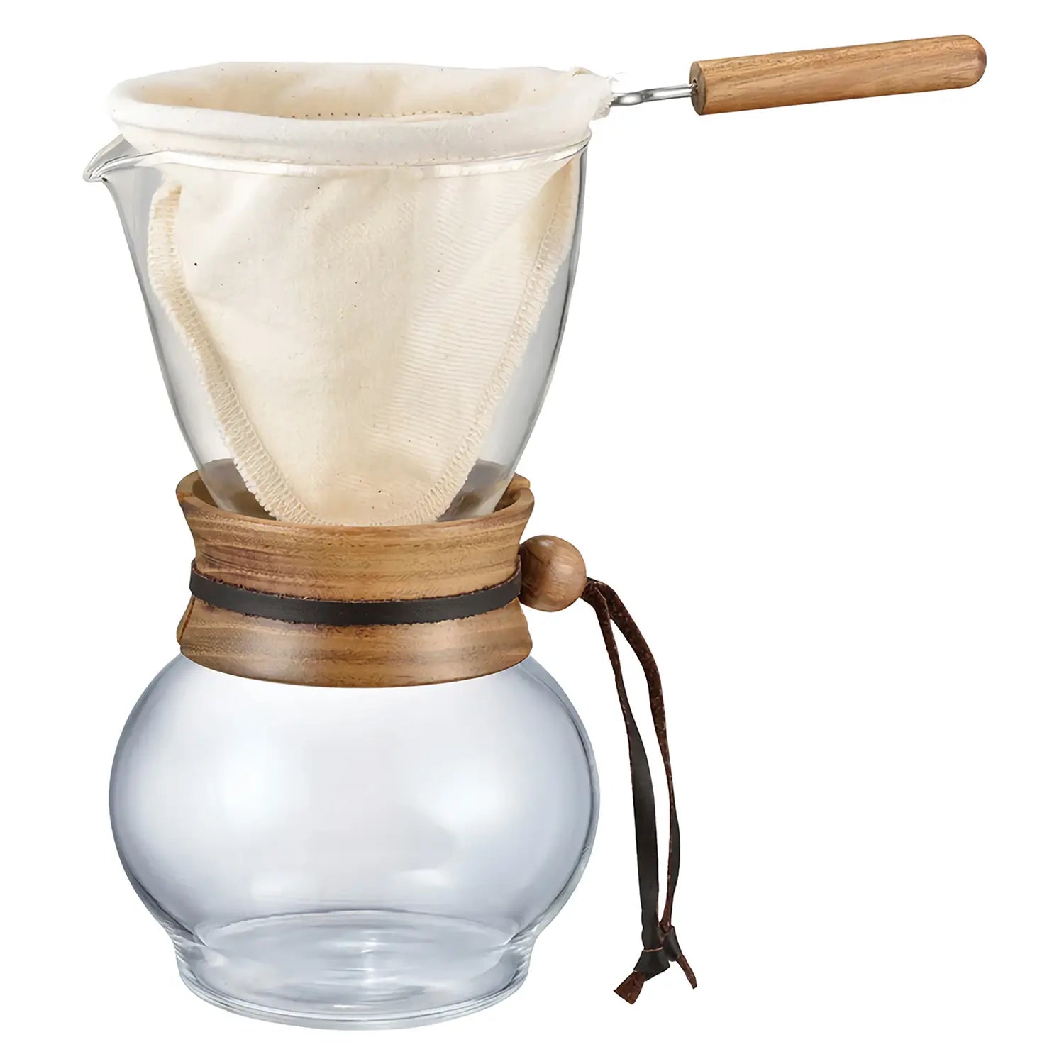 Hario V60 Heat Resistant Glass Coffee Dripper with Natural Wood Stand - Perfect for Pour Over Brewing at Home, Office or Camping