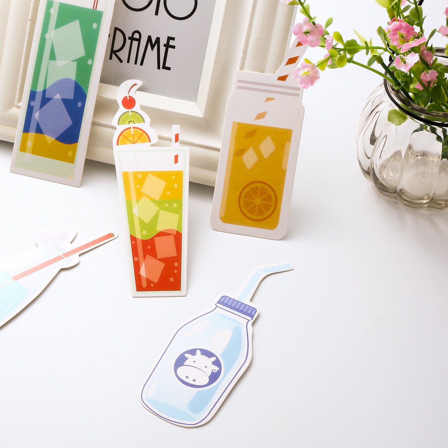 Blulu 60-Piece Summer Bookmark Set - Cute Cold Drink & Dessert Themed Colorful Bookmarks for Students & Adults - Perfect for Reading, Book Clubs, and Summer Reading Programs
