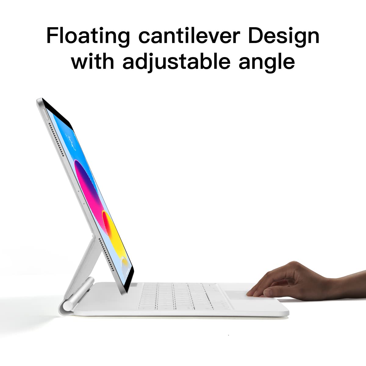 Magnetic Keyboard Case for iPad 10th Generation 10.9 inch 2022 - Slim Floating Cantilever Stand with Backlit Wireless Keyboard & Trackpad (White) - Perfect for Work, Study & Travel