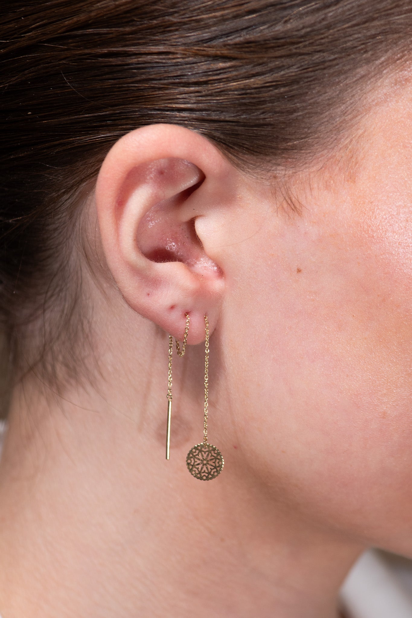 10k Solid Yellow Gold Chain Earrings for Women - Elegant Dainty Everyday Jewelry for Gifts & Special Occasions
