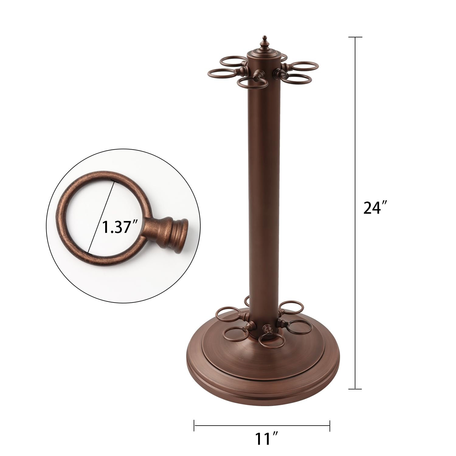 GSE Games & Sports Expert 6-Slot Metal Billiard Pool Cue Rack - Heavy Duty Stand Style Cue Holder for Pool Sticks (Black/Chrome/Walnut) - Perfect for Home Game Rooms, Bars, and Billiard Clubs
