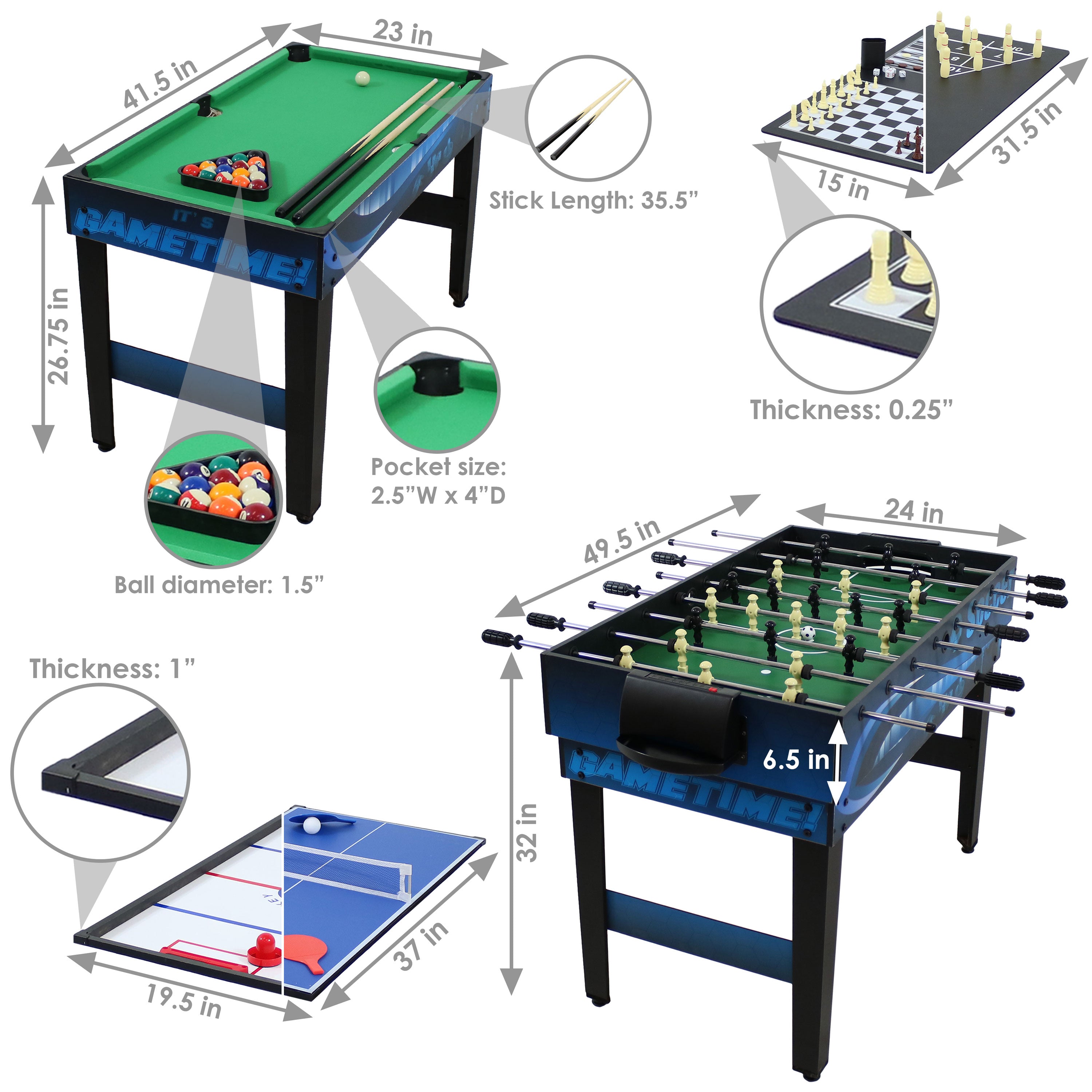 10-in-1 Multi Game Table Set for Indoor & Outdoor Fun - 49.5 Inch Classic Board Games Collection - Perfect for Family Game Nights, Parties, and Backyard Entertainment