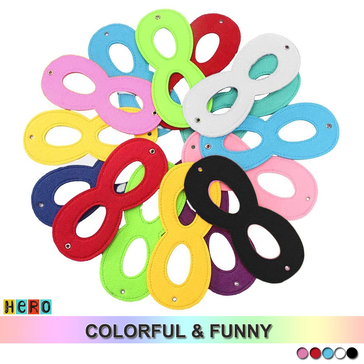 Superhero Felt Eye Mask for Cosplay - Halloween, Christmas & Birthday Parties - Adjustable Elastic Rope for Comfortable Wear