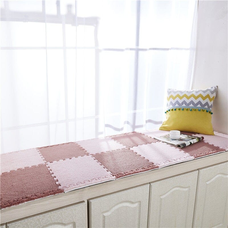 Soft Foam Puzzle Play Mat for Kids - Non-Slip Floor Tiles with Furry Texture | Perfect for Nursery, Playroom & Toddler Safe Crawling Space