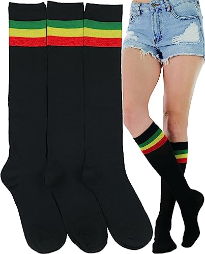 3 Pack: Black W/ Rasta Stripes