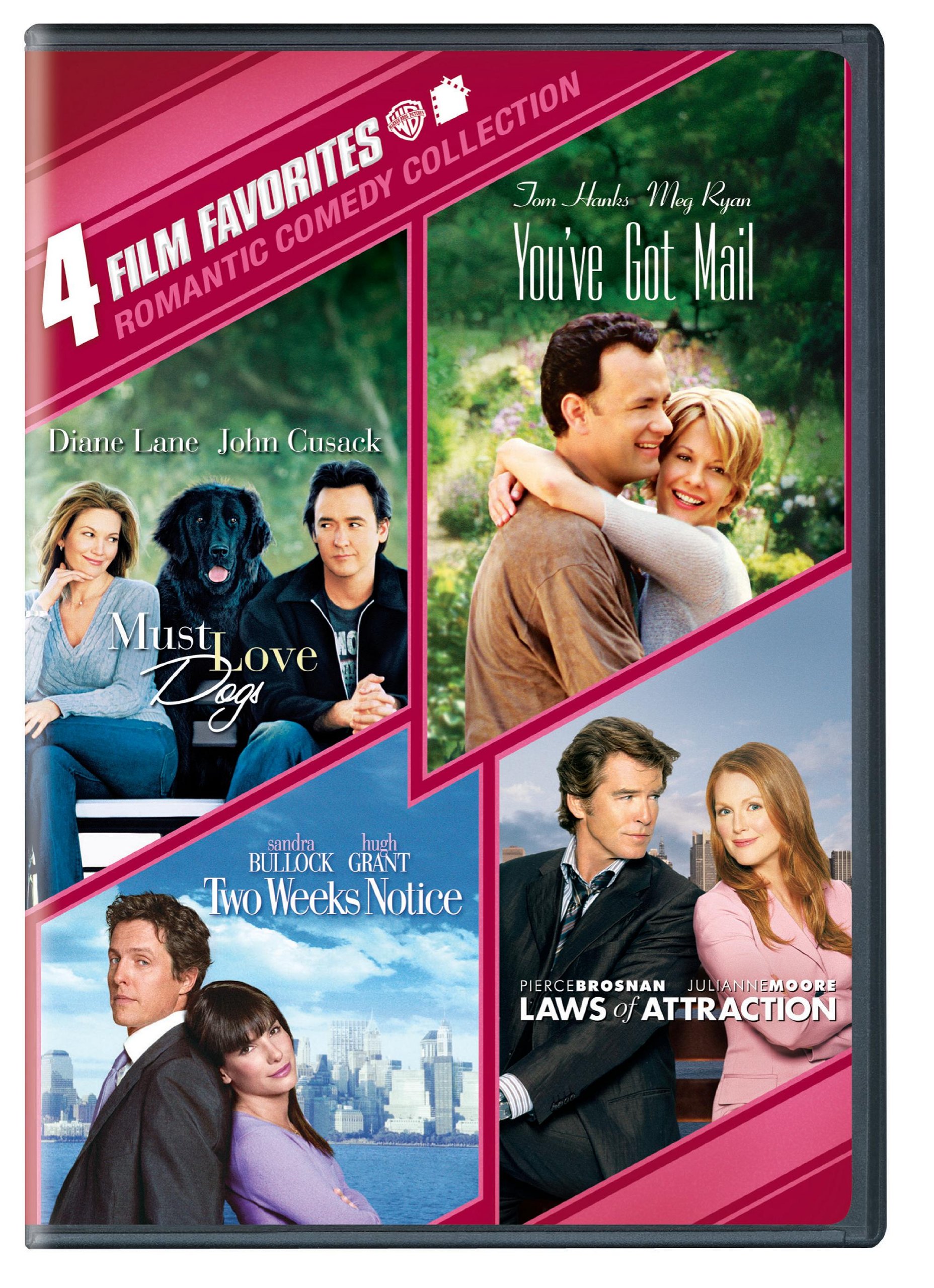 4 Film Favorites: Romantic Comedy DVD Collection (Laws of Attraction, Must Love Dogs, Two Weeks Notice, You've Got Mail Deluxe Edition) - Perfect for Date Nights & Girls' Movie Nights