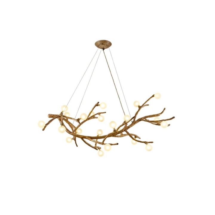 Boho Tree Branch Modern Chandelier - Handmade Wooden Ceiling Light Fixture for Living Room, Bedroom & Dining Room - Rustic Nature-Inspired Lighting Decor for Home & Cafe