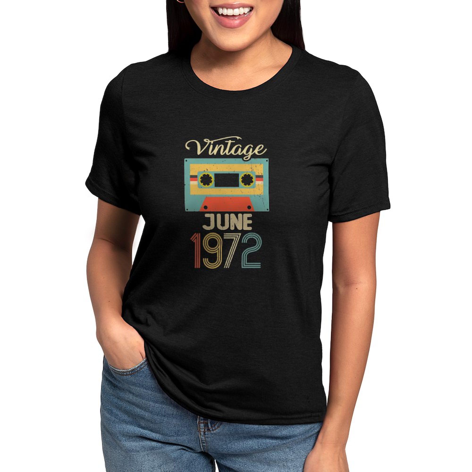 Vintage June 1972 50th Birthday T-Shirt for Women - Soft Tri-Blend Black Tee - Perfect for Birthday Parties, Anniversary Celebrations & Retro Themed Events
