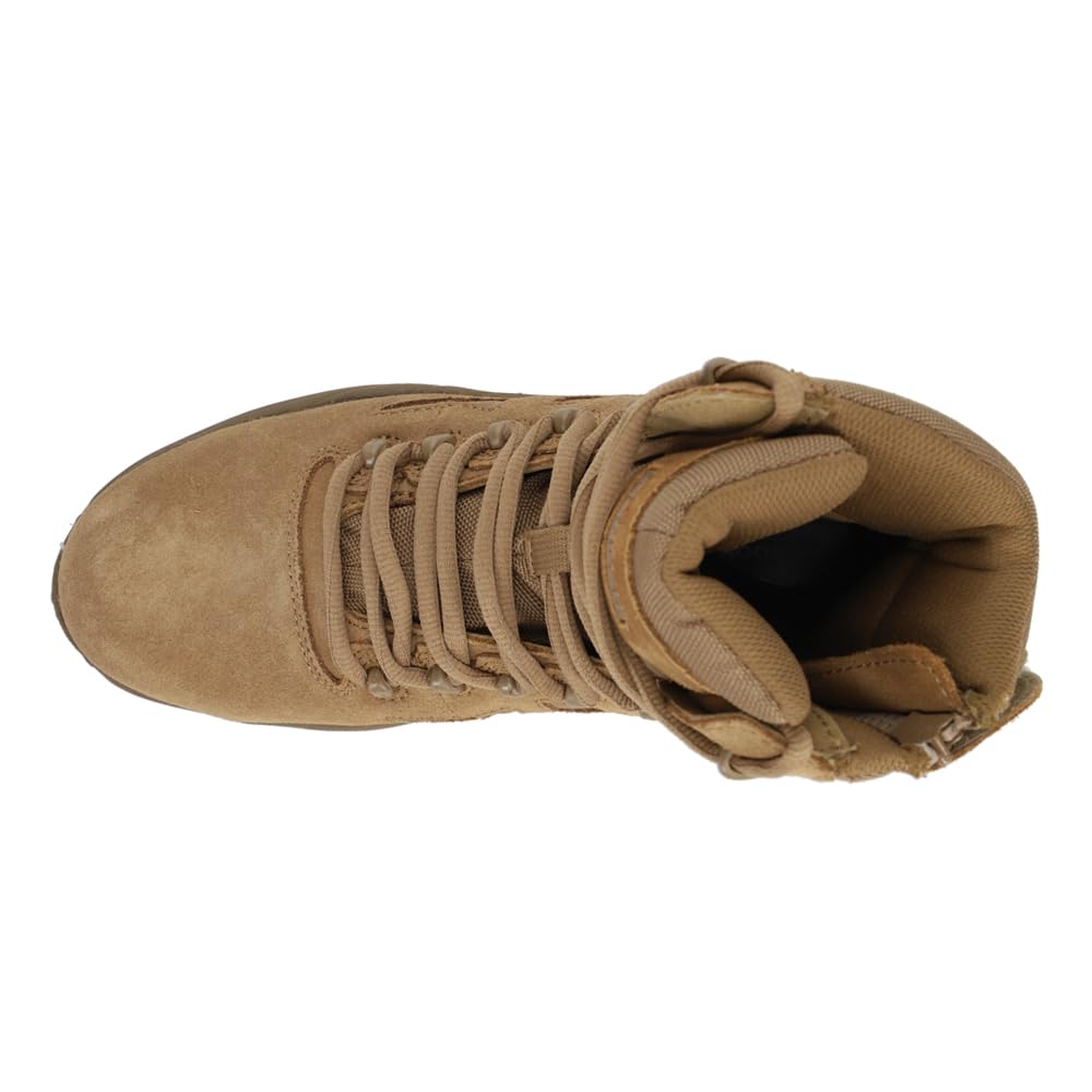 Reebok Women's Rapid Response RB 8-Inch Composite Toe Work Safety Shoes - Side Zip, Brown | Comfortable & Durable for Construction, Warehouse & Industrial Work